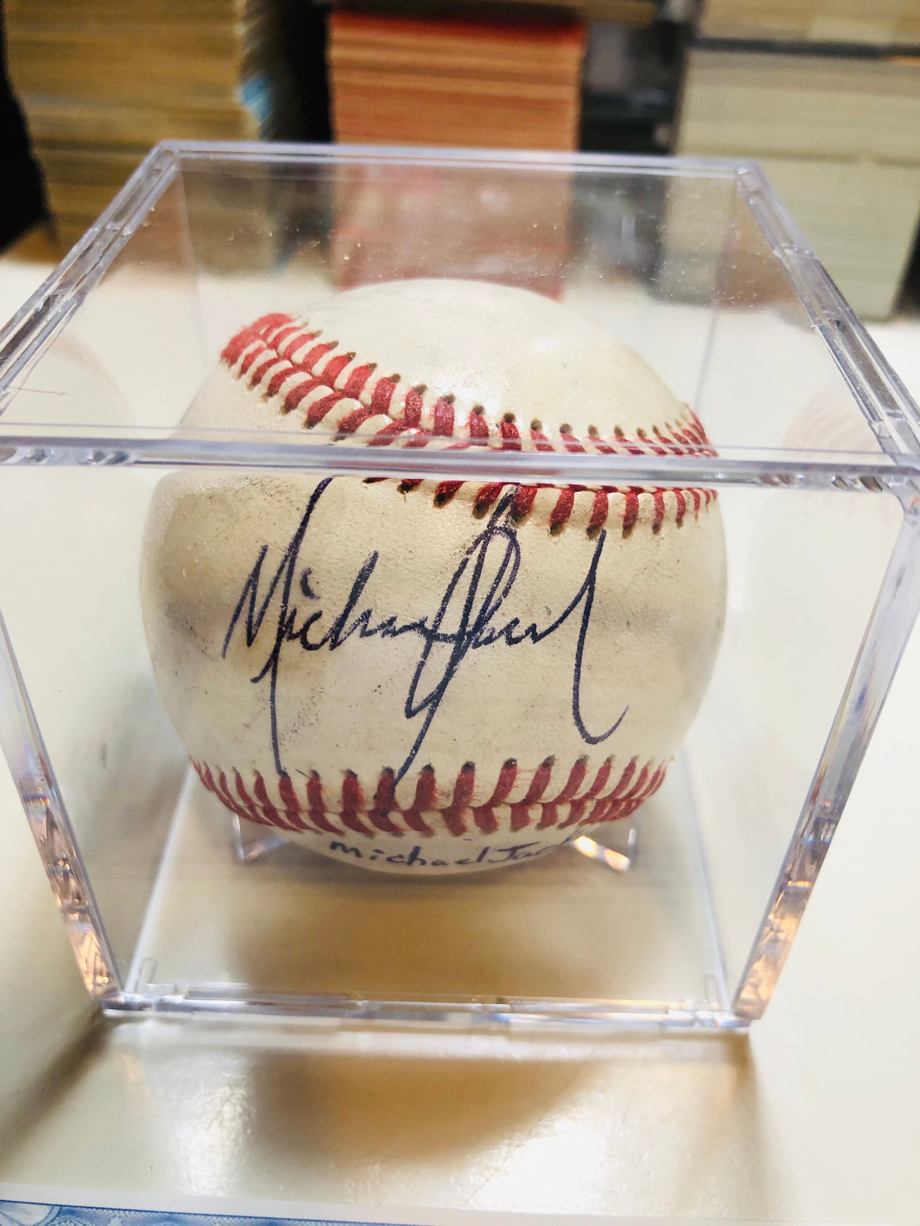 Michael Jackson rare original signed baseball with holder