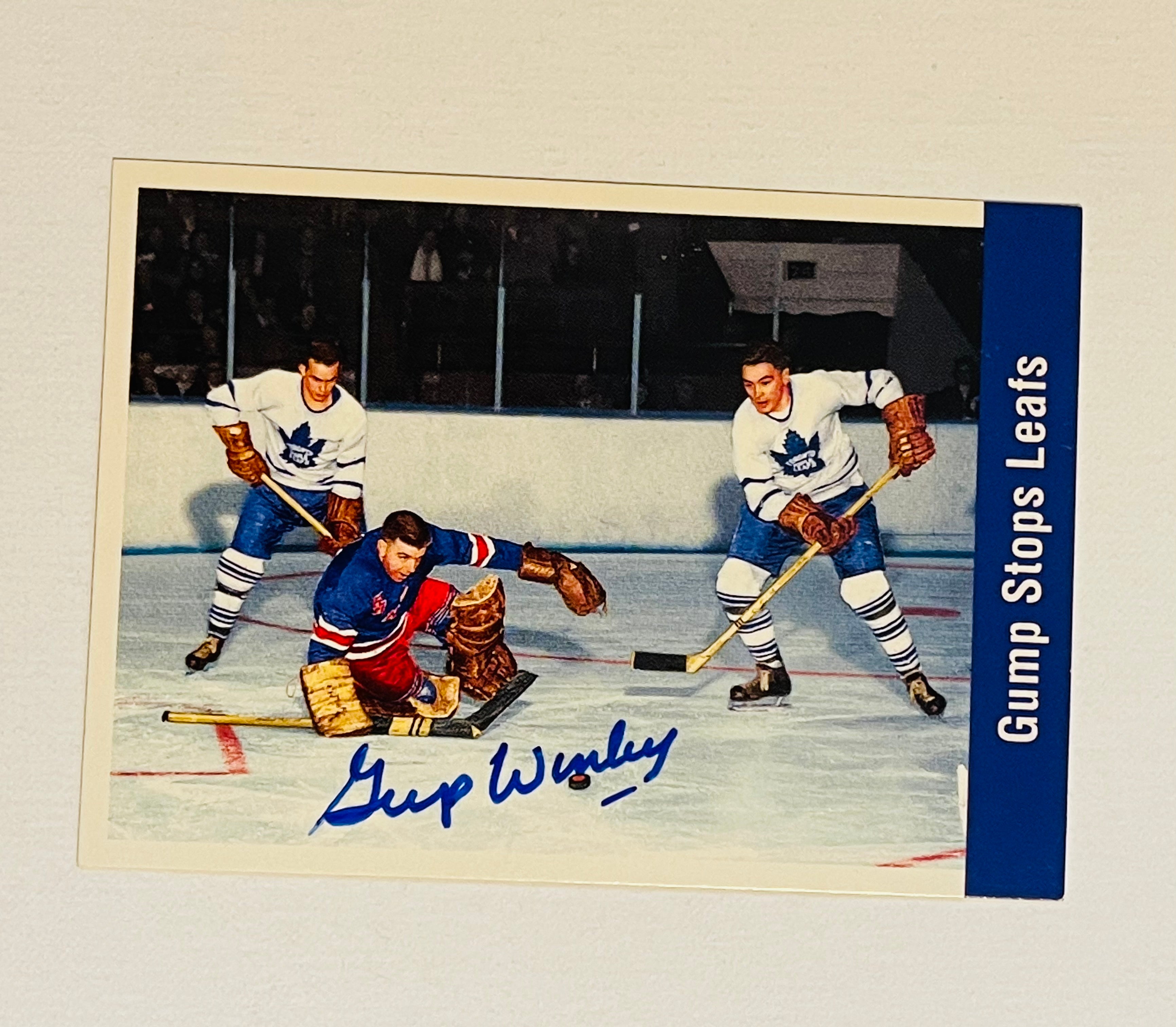Gump Worsley rare signed hockey card with COA