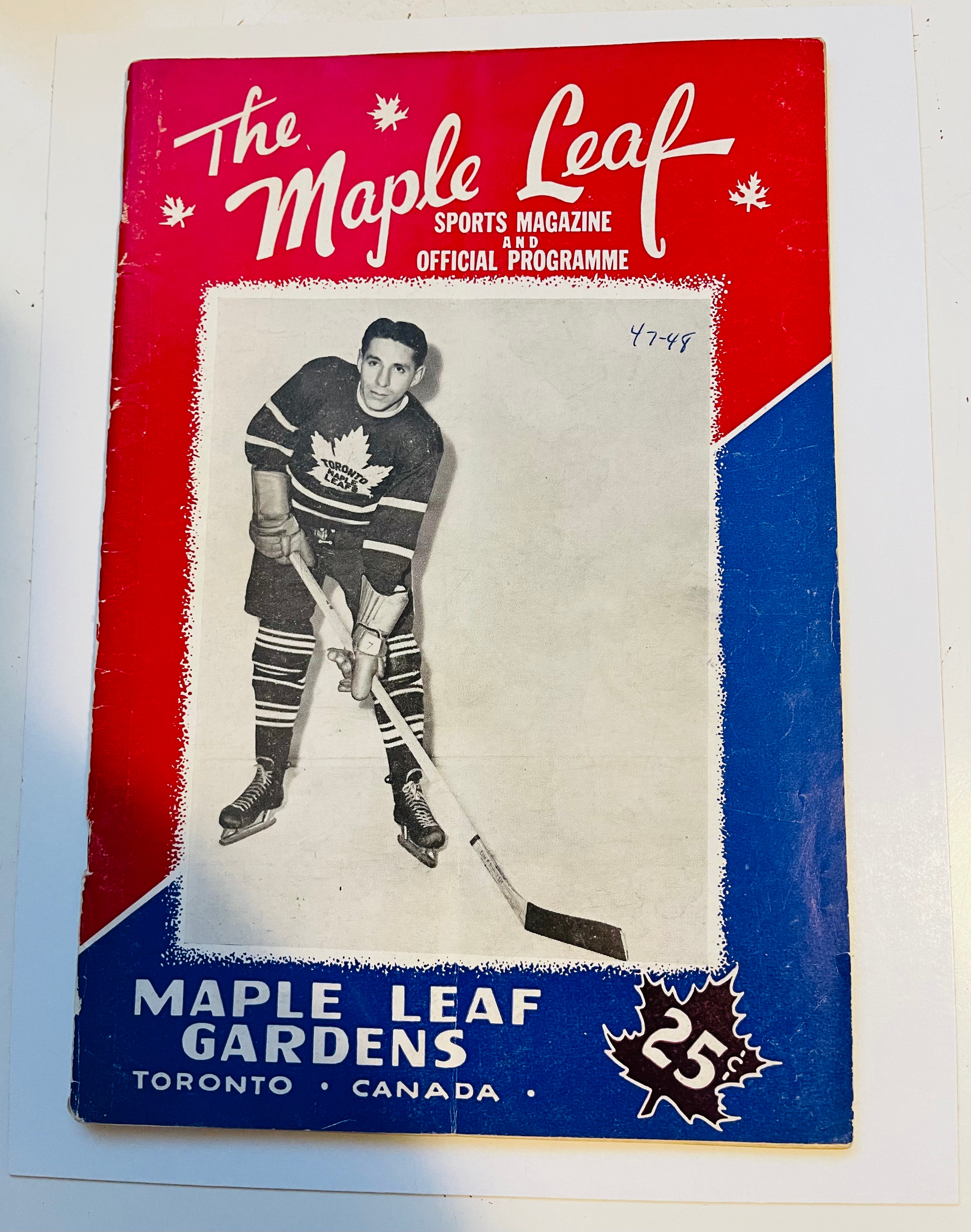 Maple Leaf Gardens rare seniors hockey game program 1948