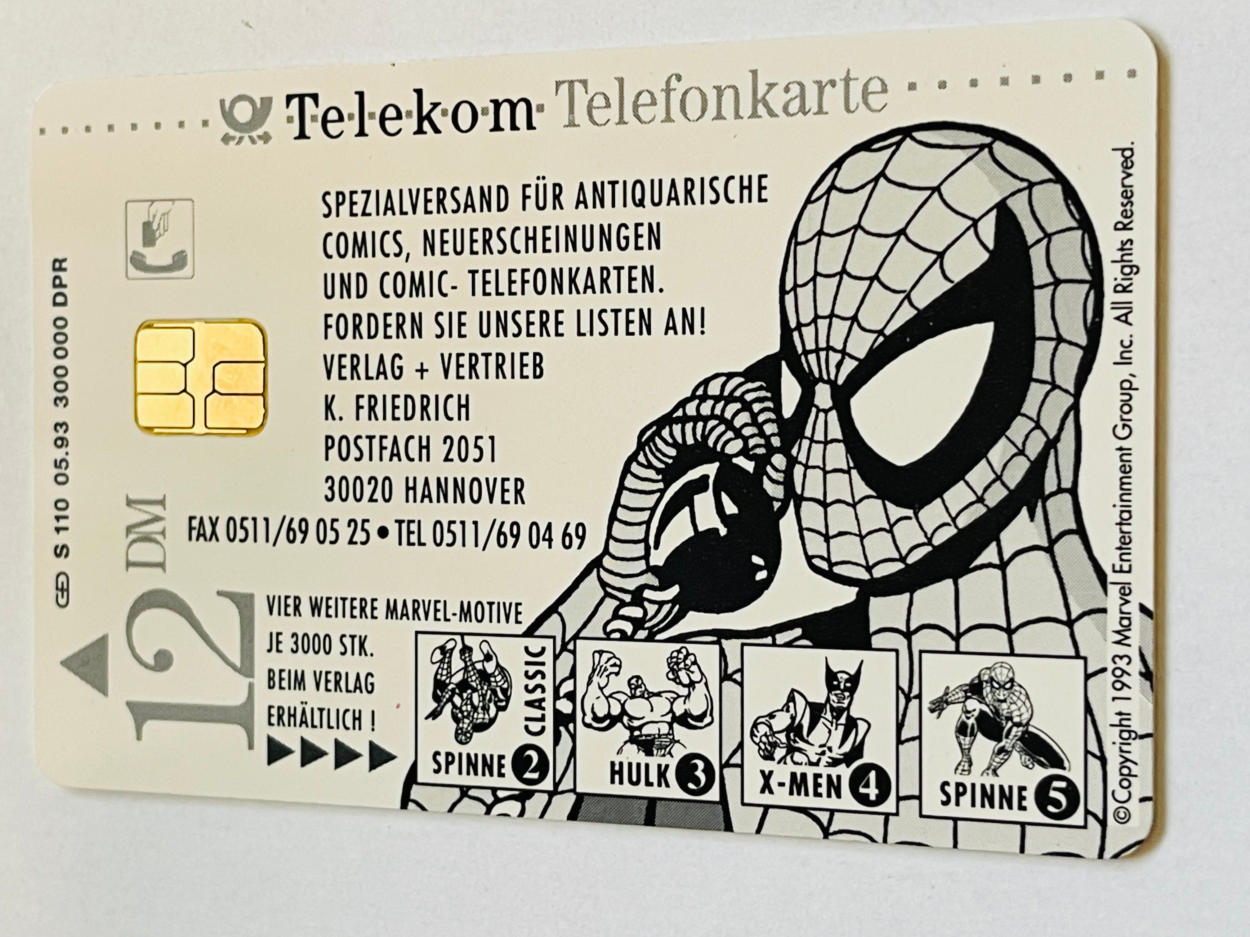 Marvel comics rare German phone card 1993
