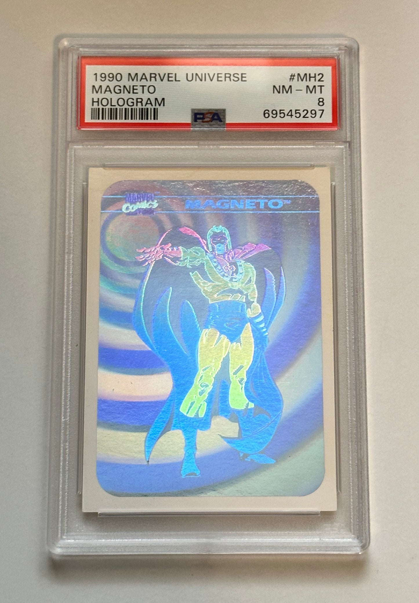 1990 Marvel Universe Magneto Hologram insert PSA 8 graded card