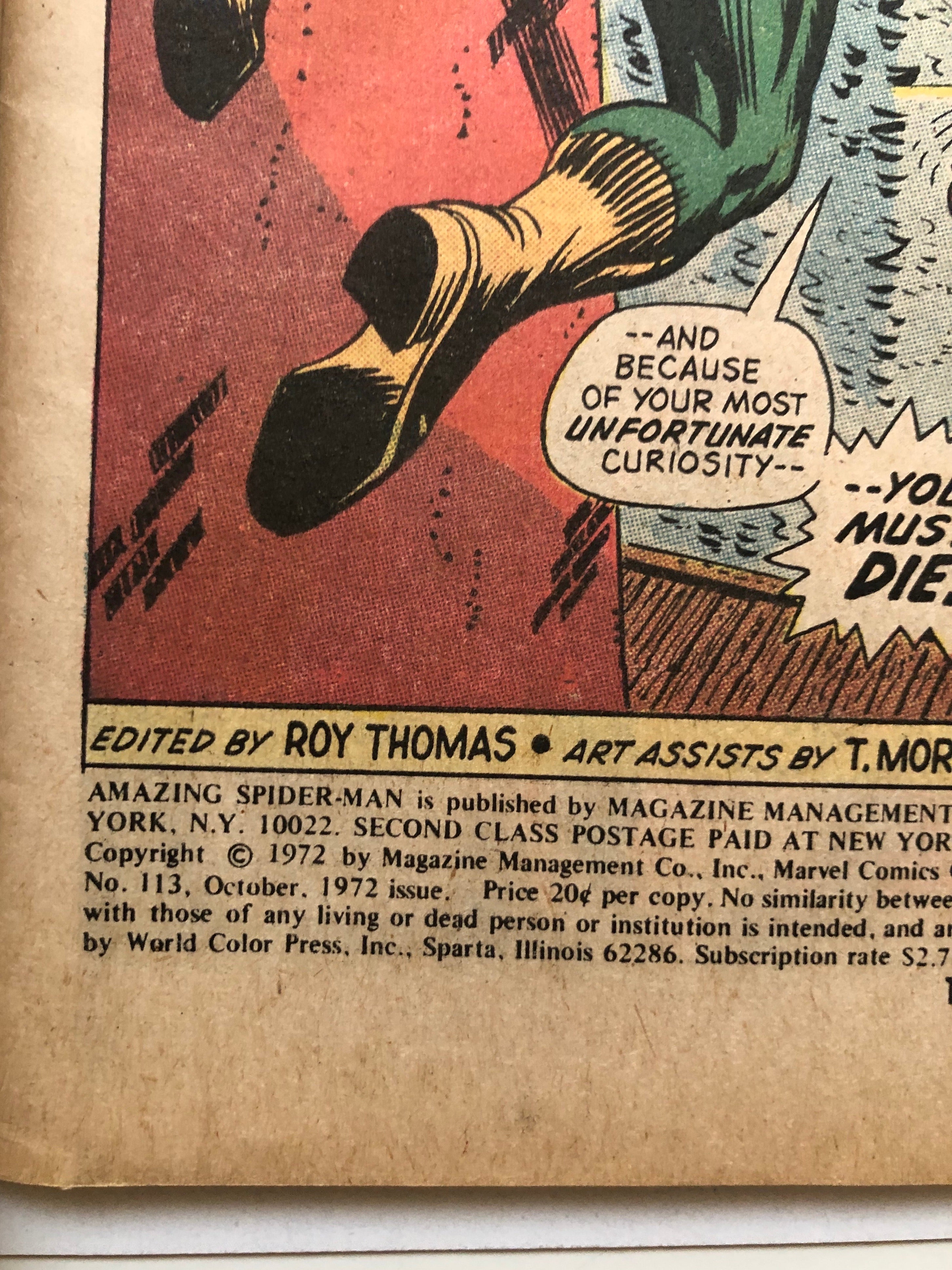 Amazing Spider-Man #113 comic book 1972
