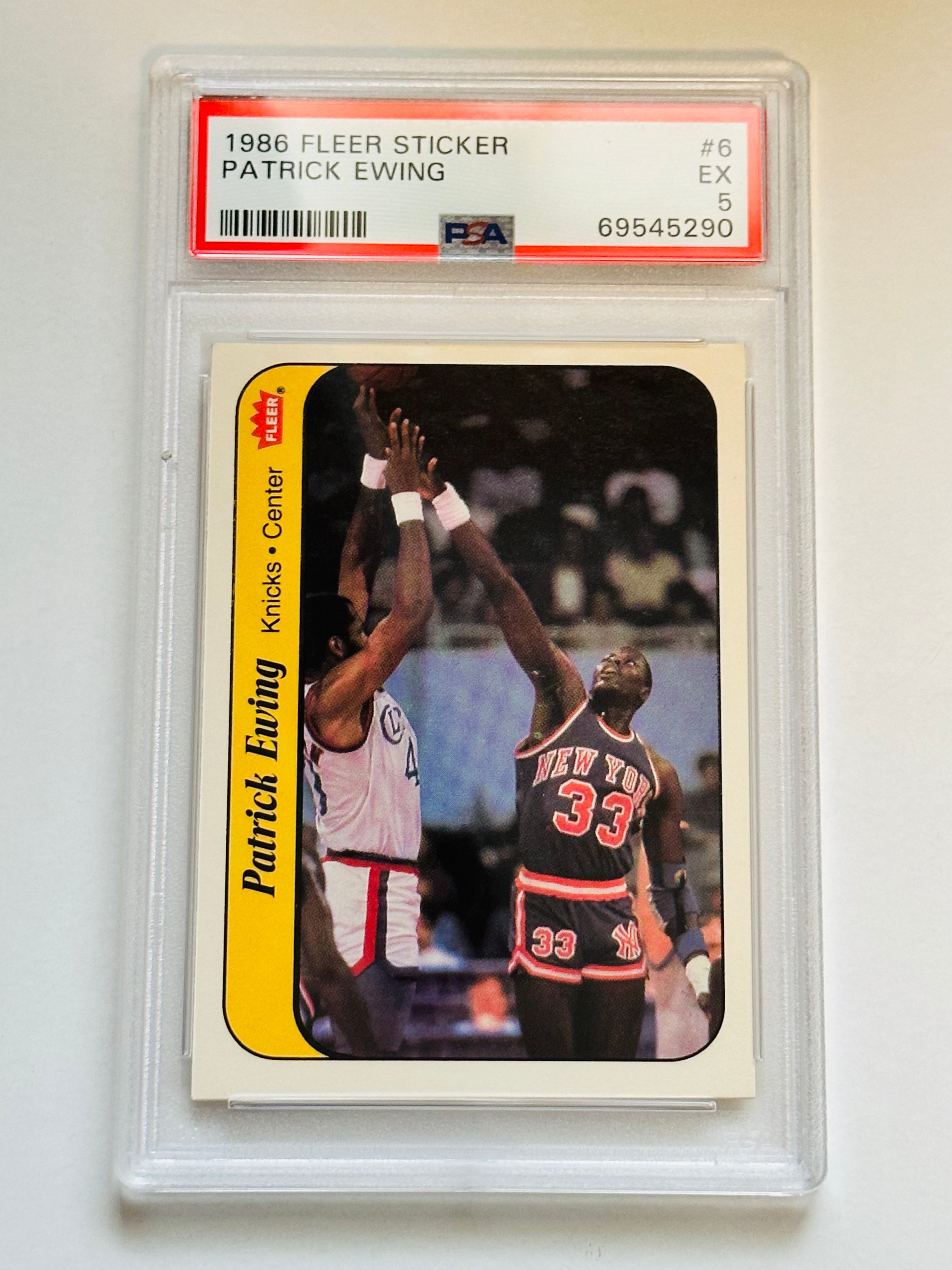 1986 Fleer basketball PSA graded Patrick Ewing high grade sticker card