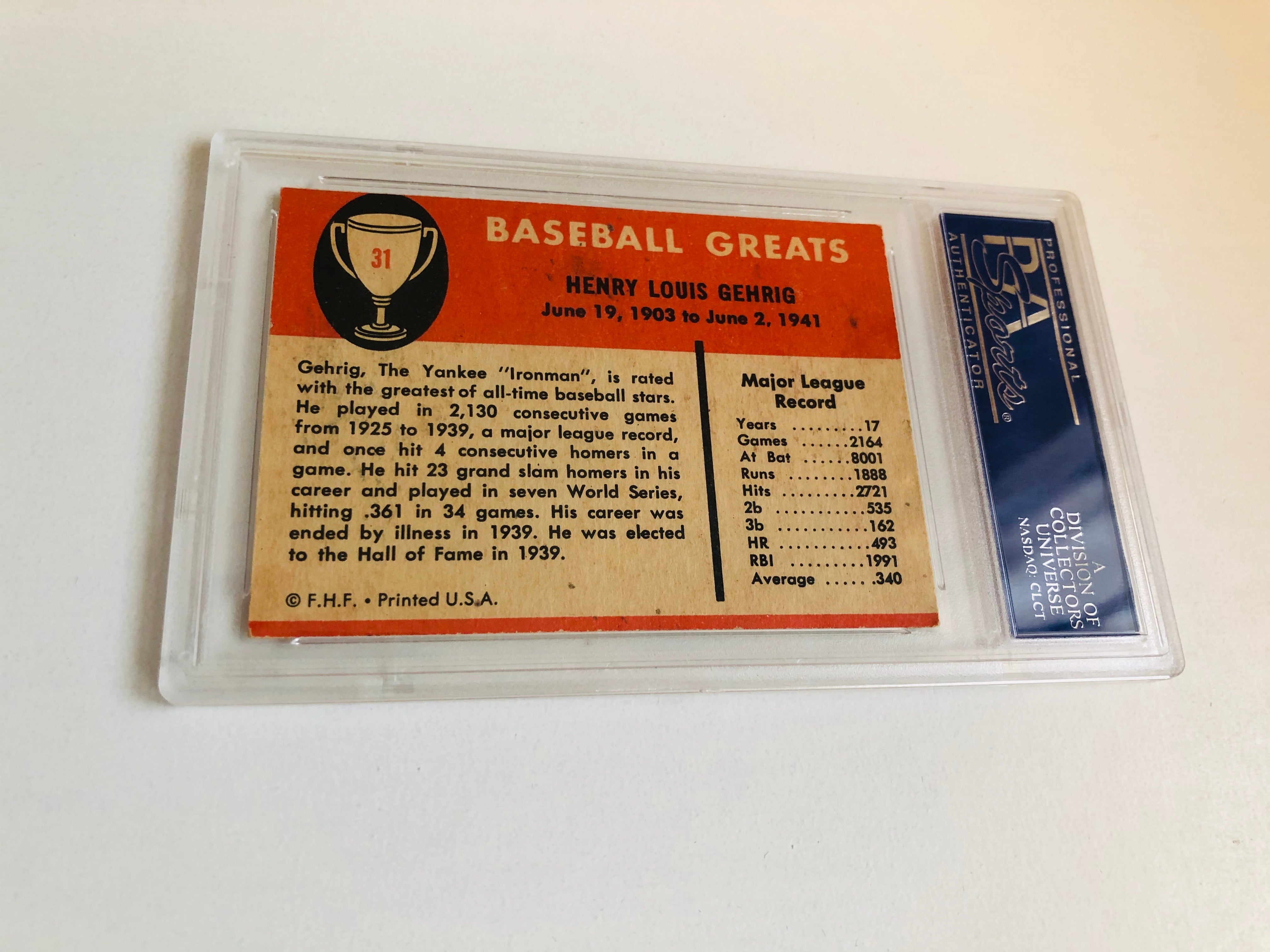 1961 Topps Lou deals Gehrig