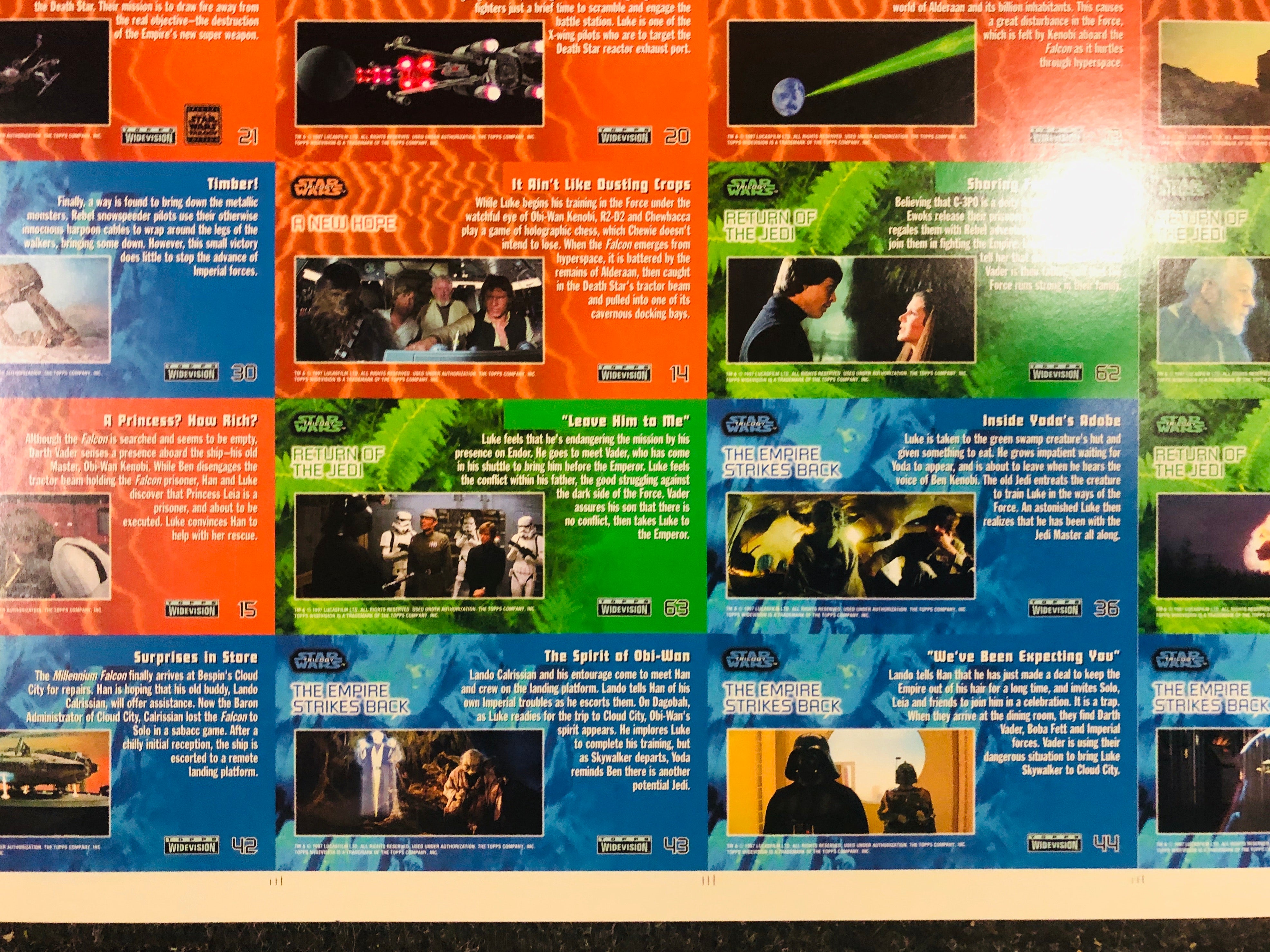 Star Wars Topps widevision rare uncut cards sheet 1994
