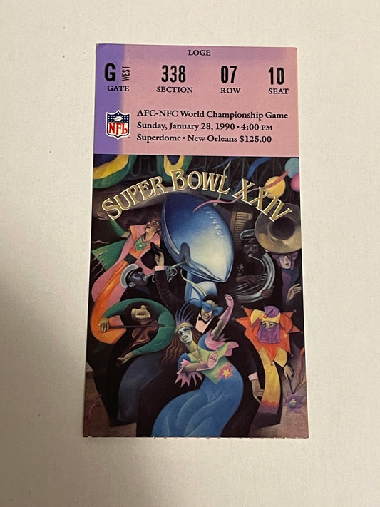 Super Bowl XXIV rare original game ticket 1990