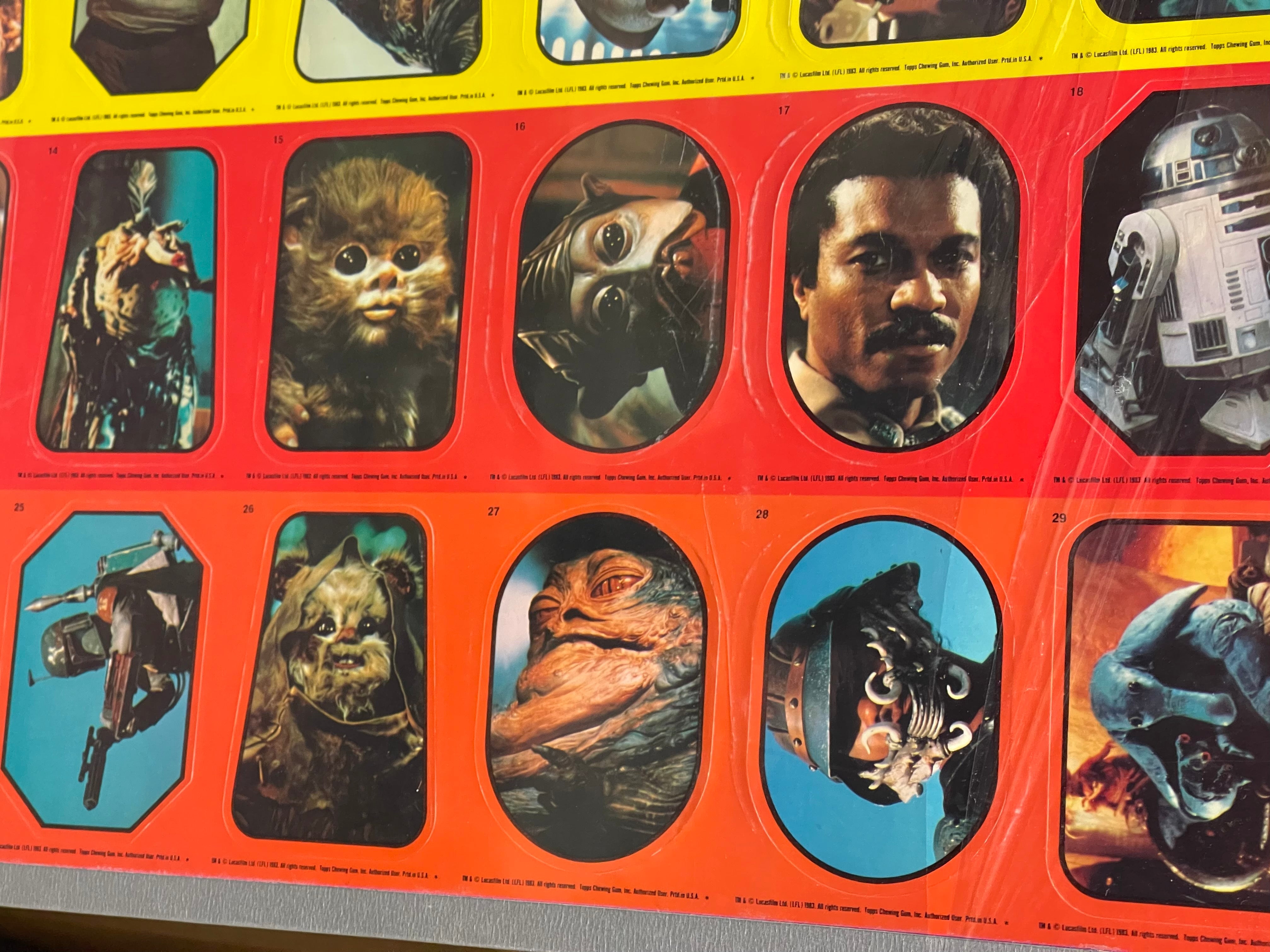Star Wars Return of the Jedi rare matted  uncut stickers sheet set  1983
