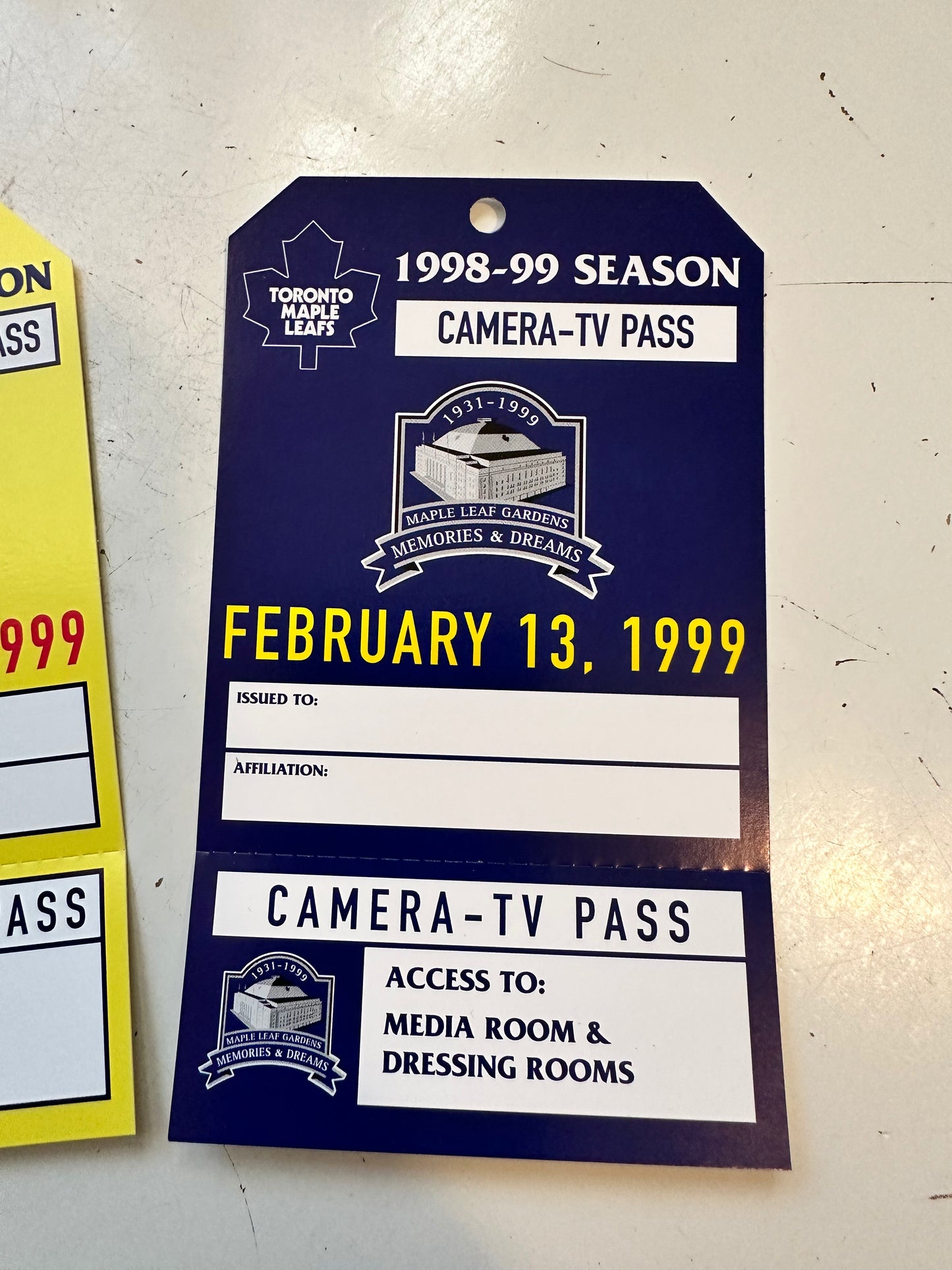 Toronto Maple Leaf Gardens hockey 3 rare press passes 1999