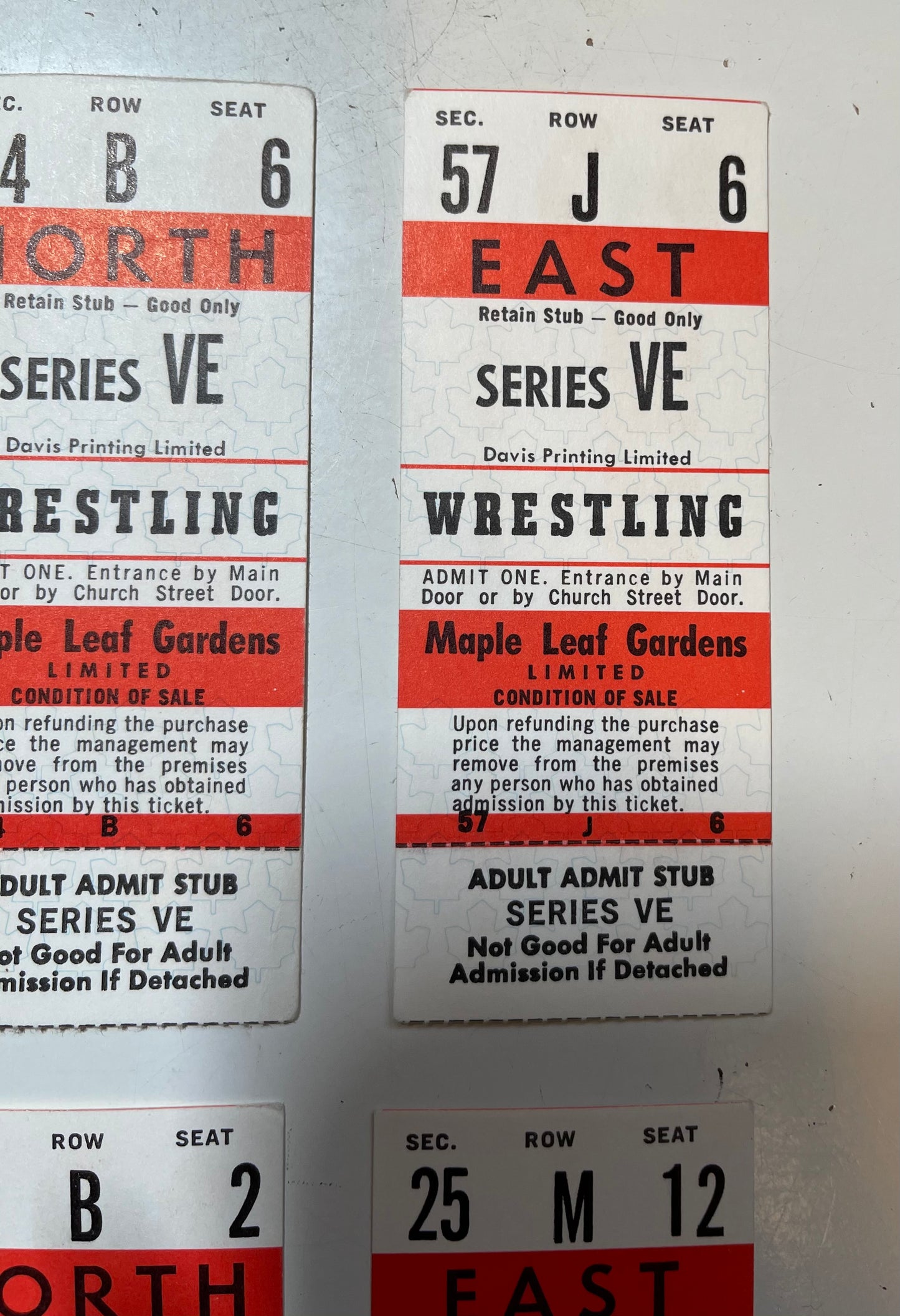 Wrestling original 8 vintage tickets from Maple Leaf Gardens 1980s-1990s