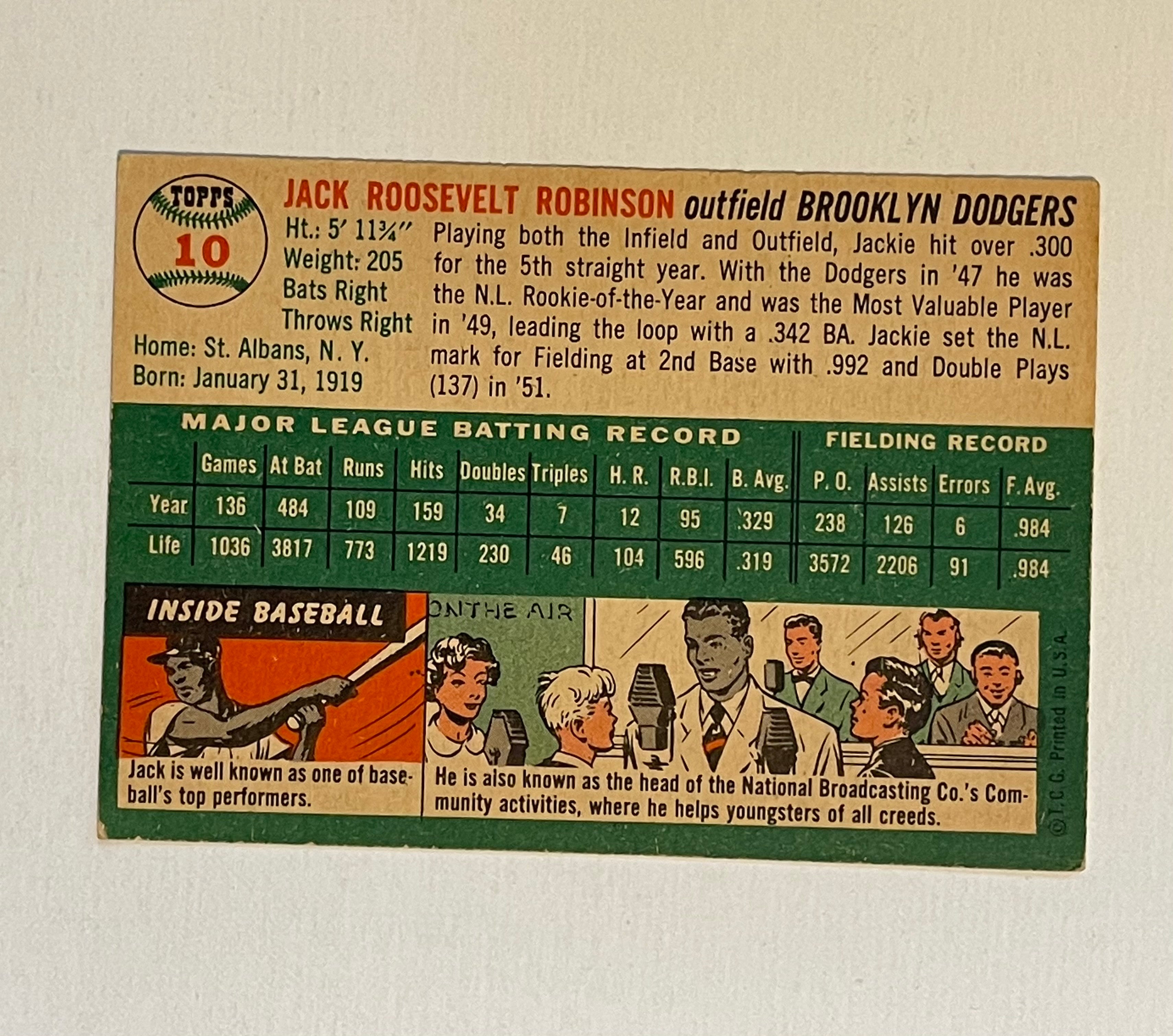 Jackie Robinson Topps ex condition baseball card 1954