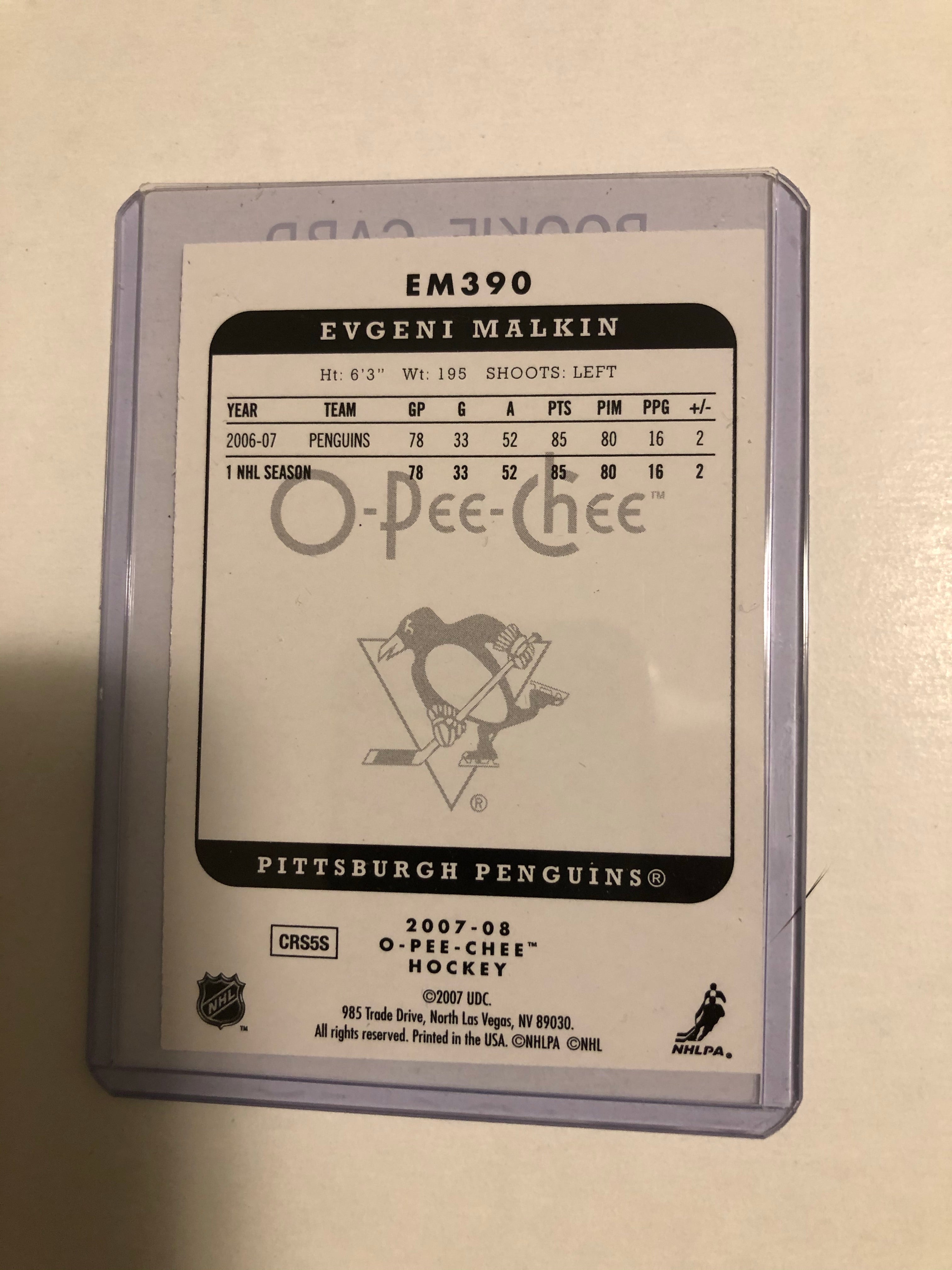 Evengi Malkin opc hockey rookie card 2006-07