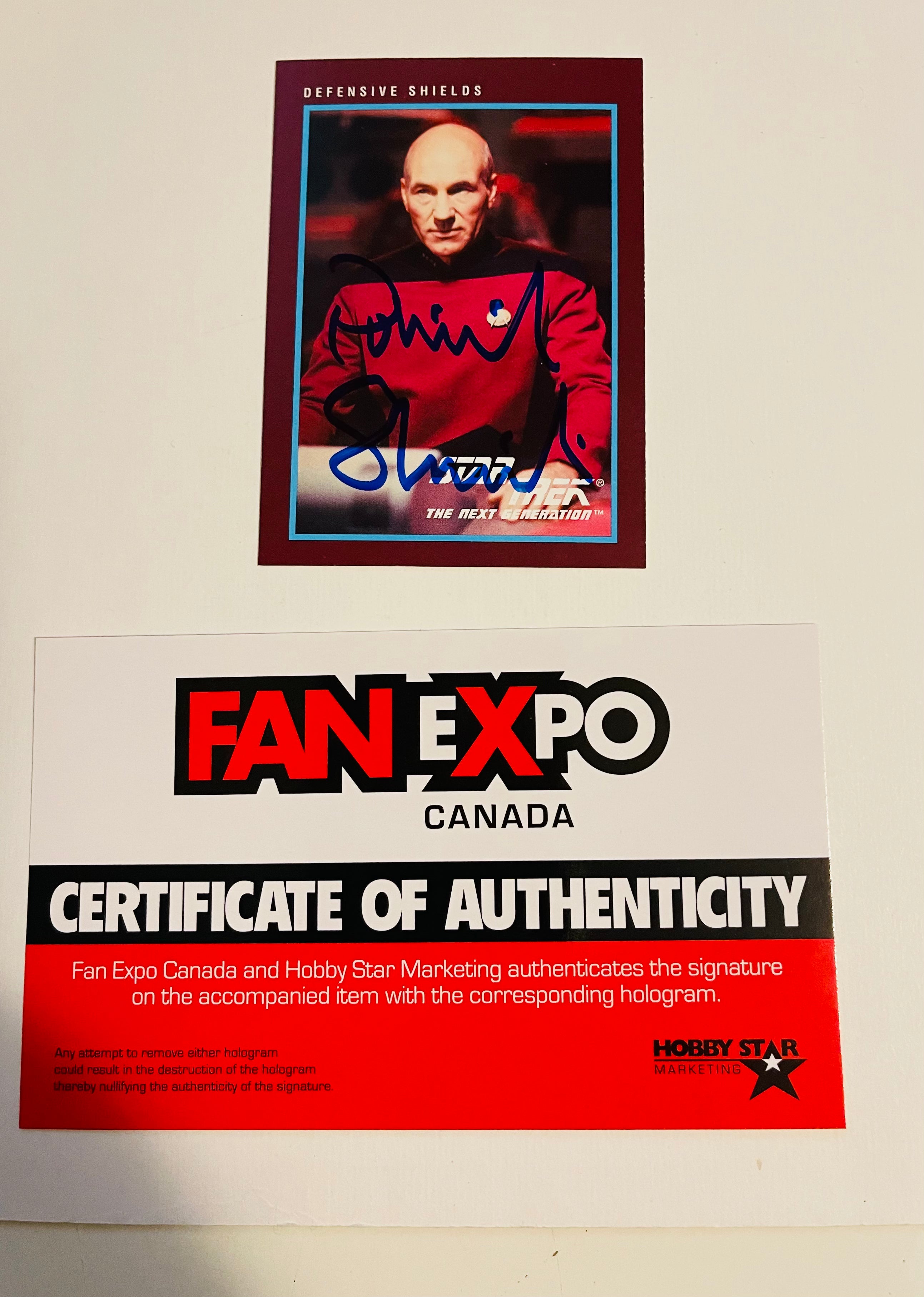 Star Trek Patrick Stewart autograph Card with Fanexpo COA and Hologram