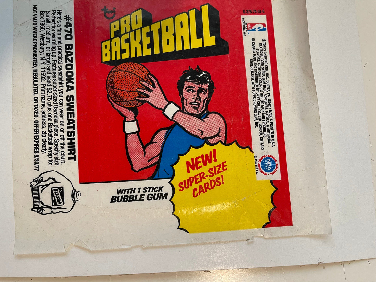 1976/77 NBA rare vintage basketball cards wrapper