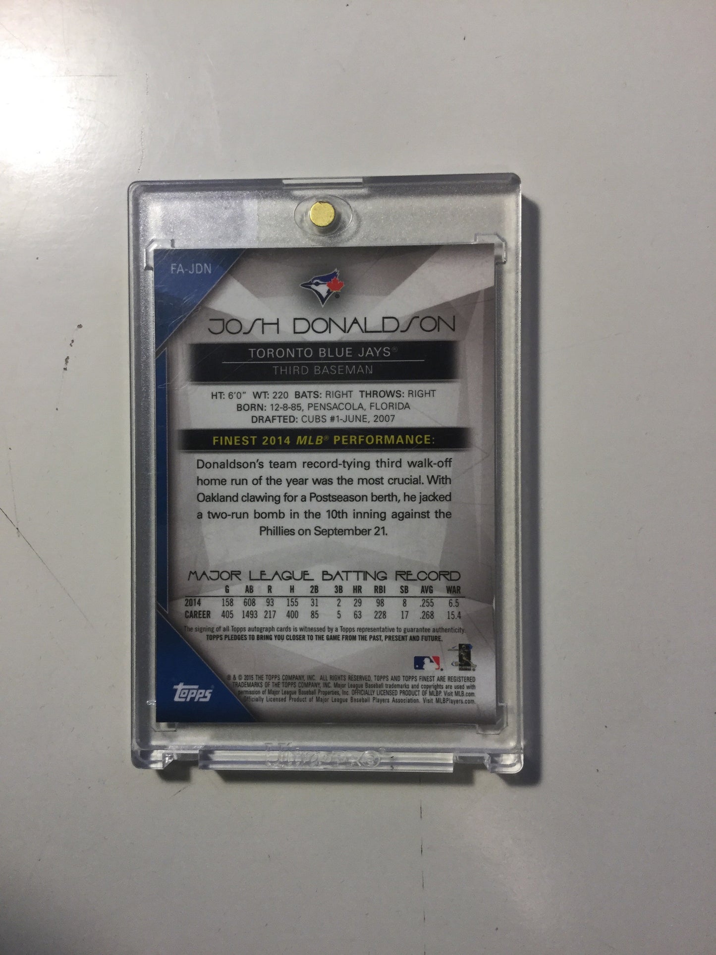 Blue Jays Josh Donaldson Autograph Topps insert card