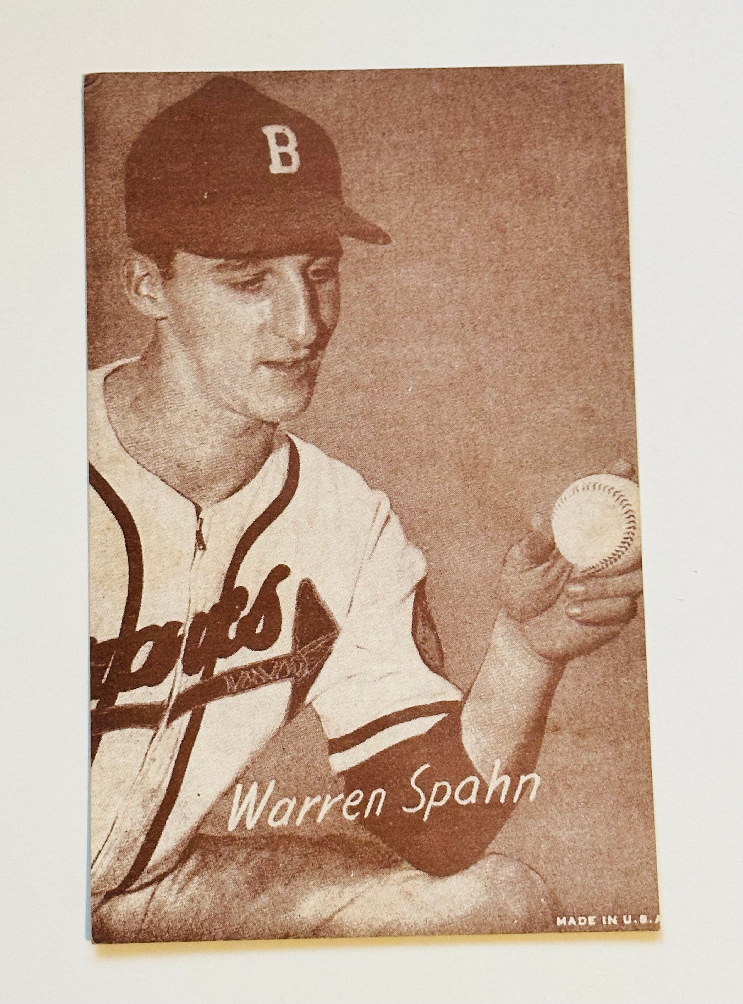 Warren Spahn rare exhibit baseball card 1947