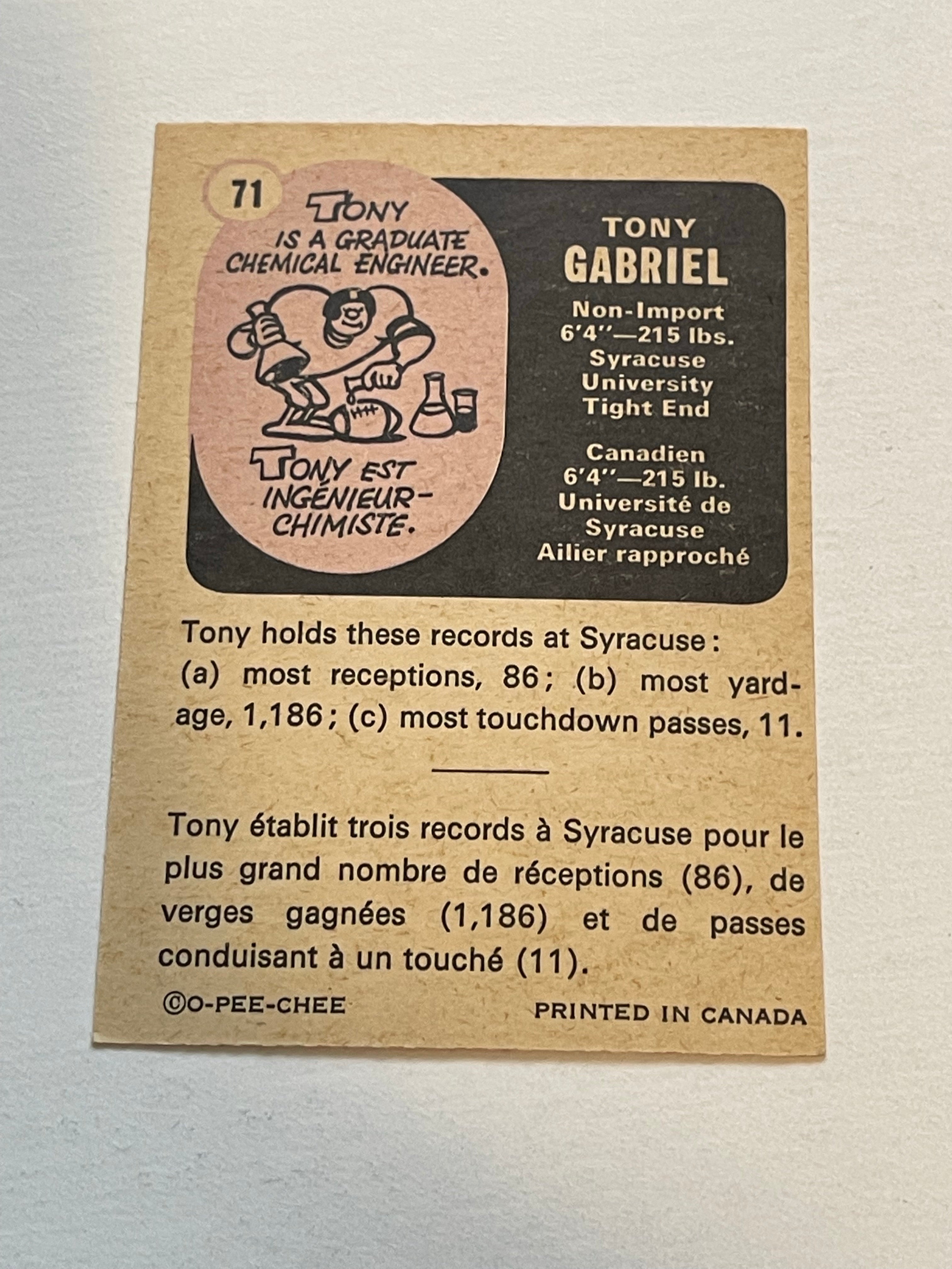 Tony Gabriel CFL rookie football card 1971