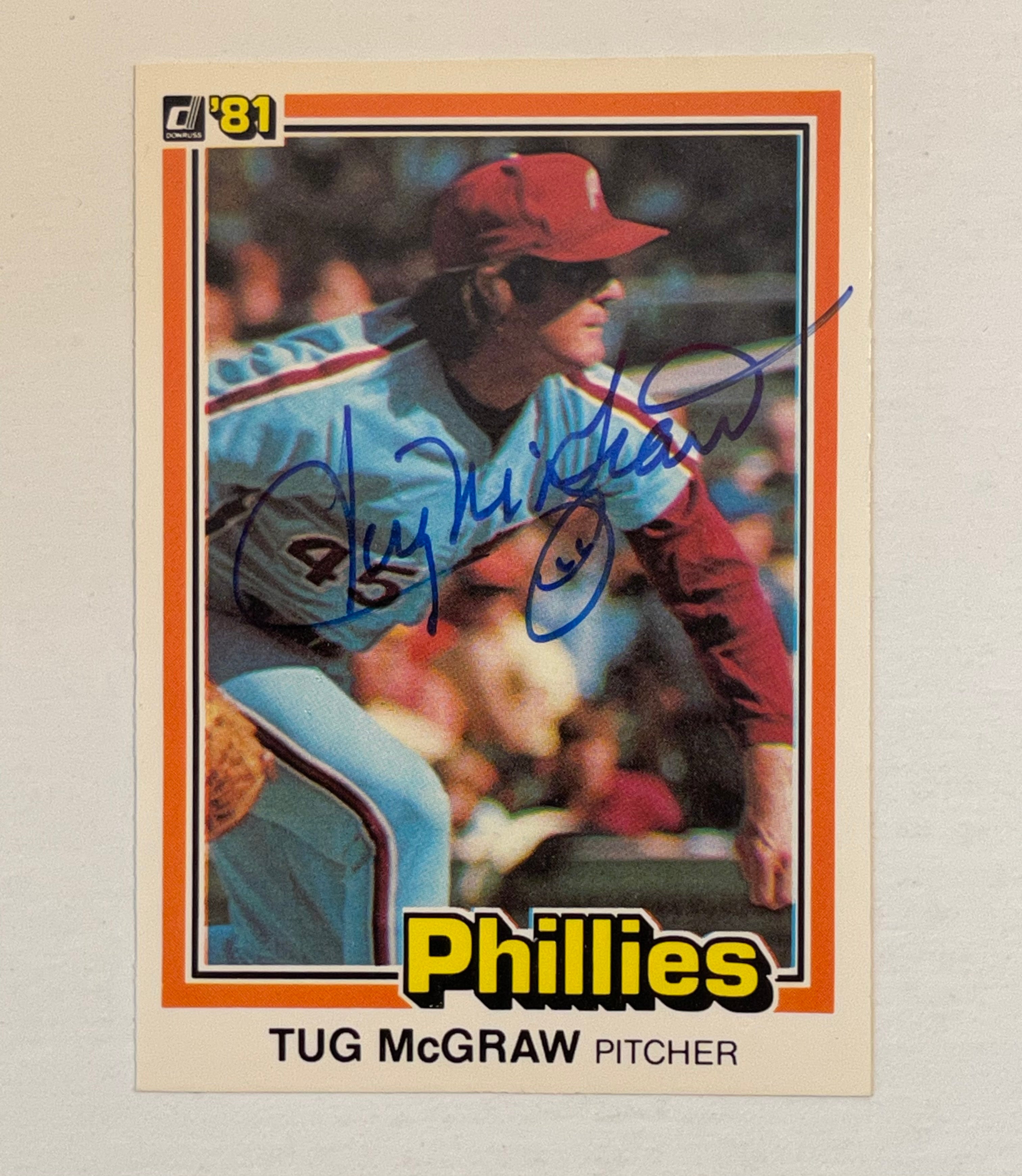 Tug McGraw baseball legend autograph card with COA