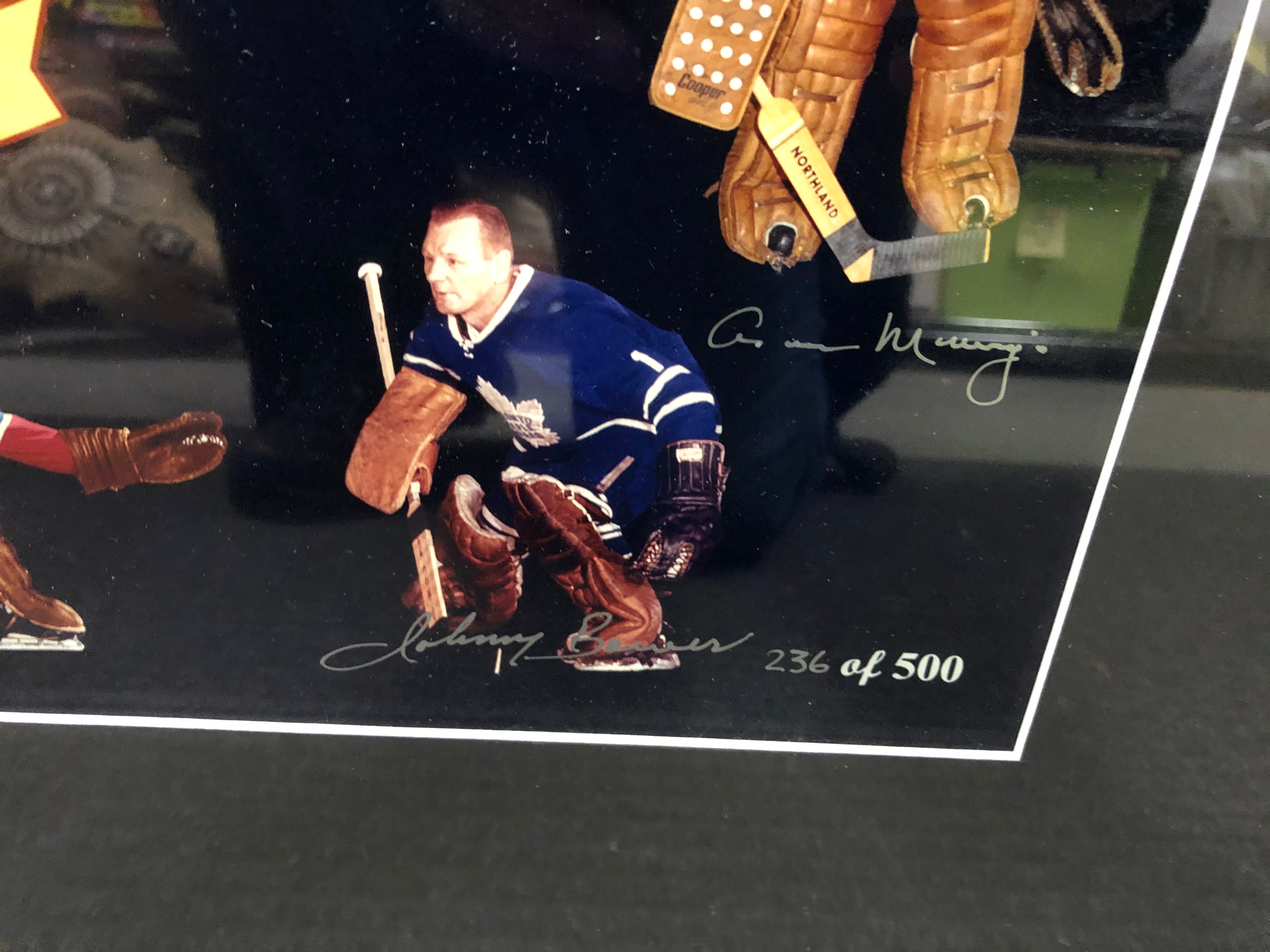 Hockey Goalies rare 10 autographs framed poster with COA