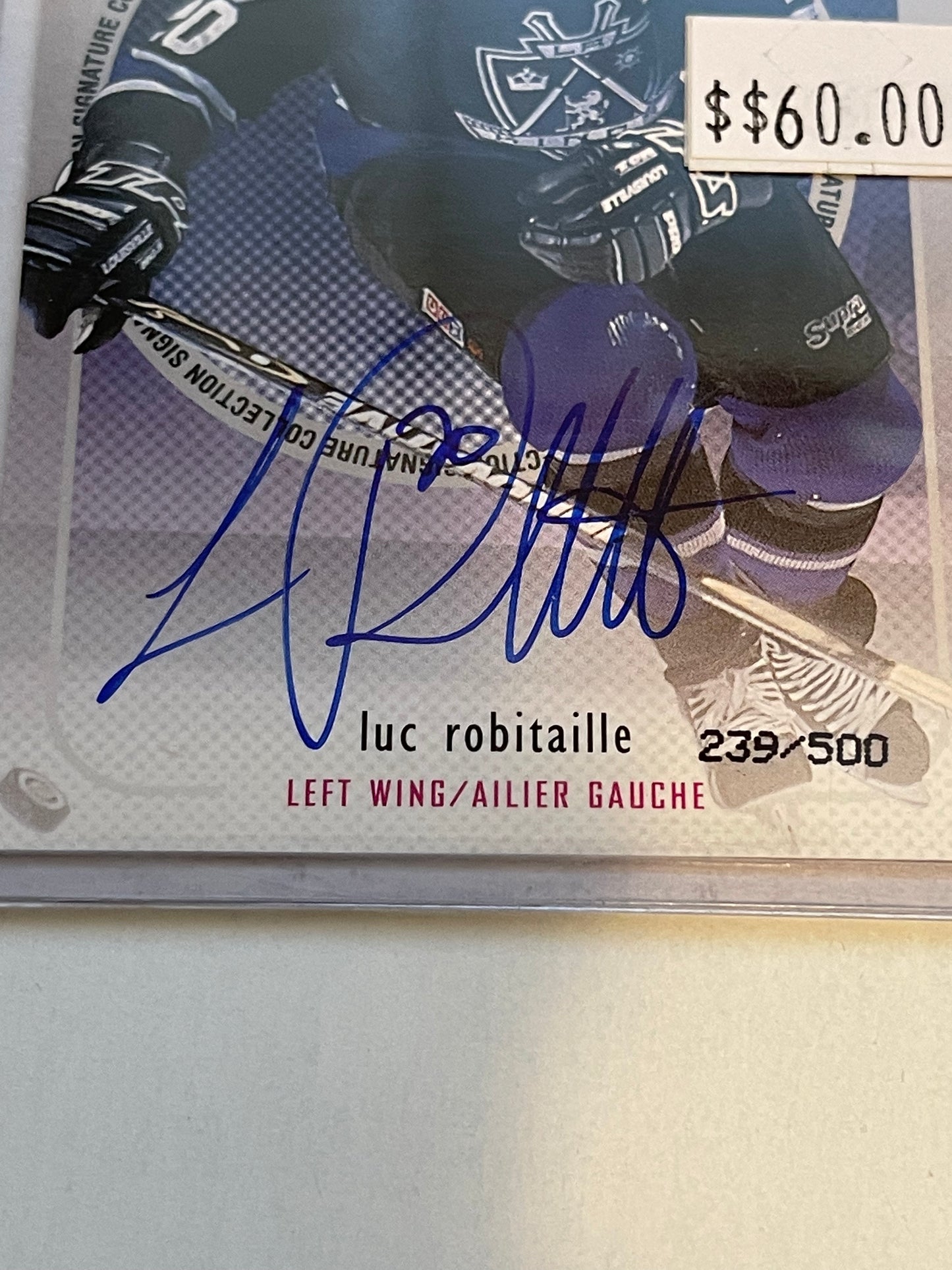 Luc Robitaitte rare McDonald’s autograph hockey insert numbered card