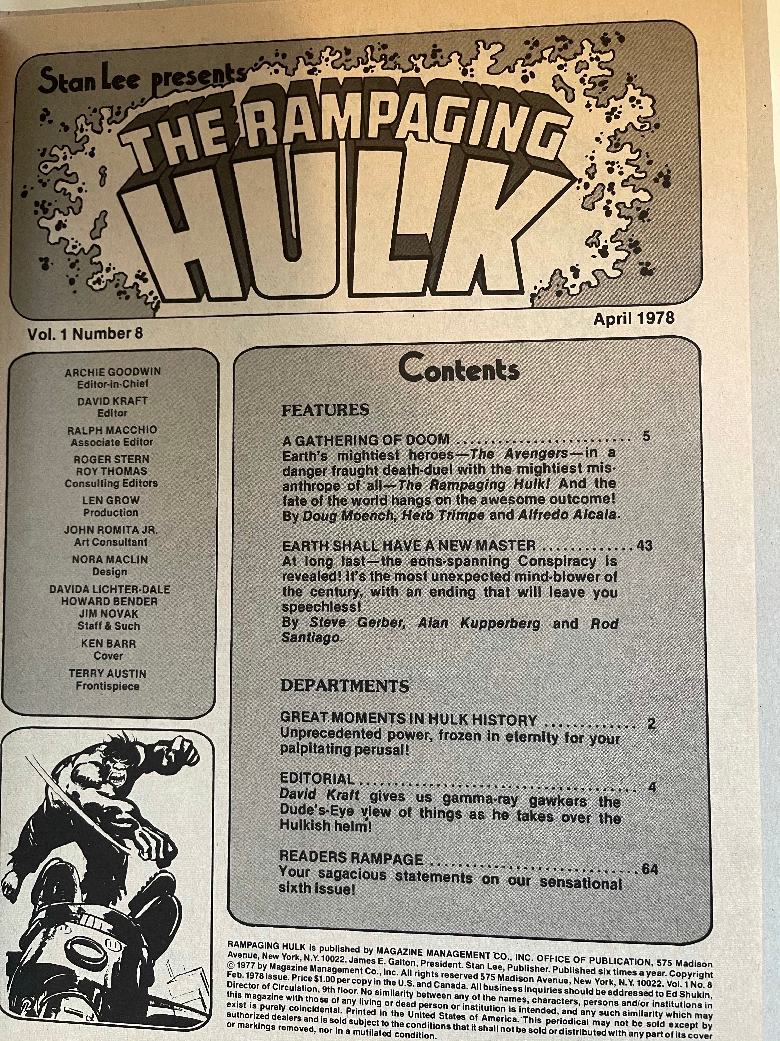 The Rampaging Hulk #8 comic magazine 1977