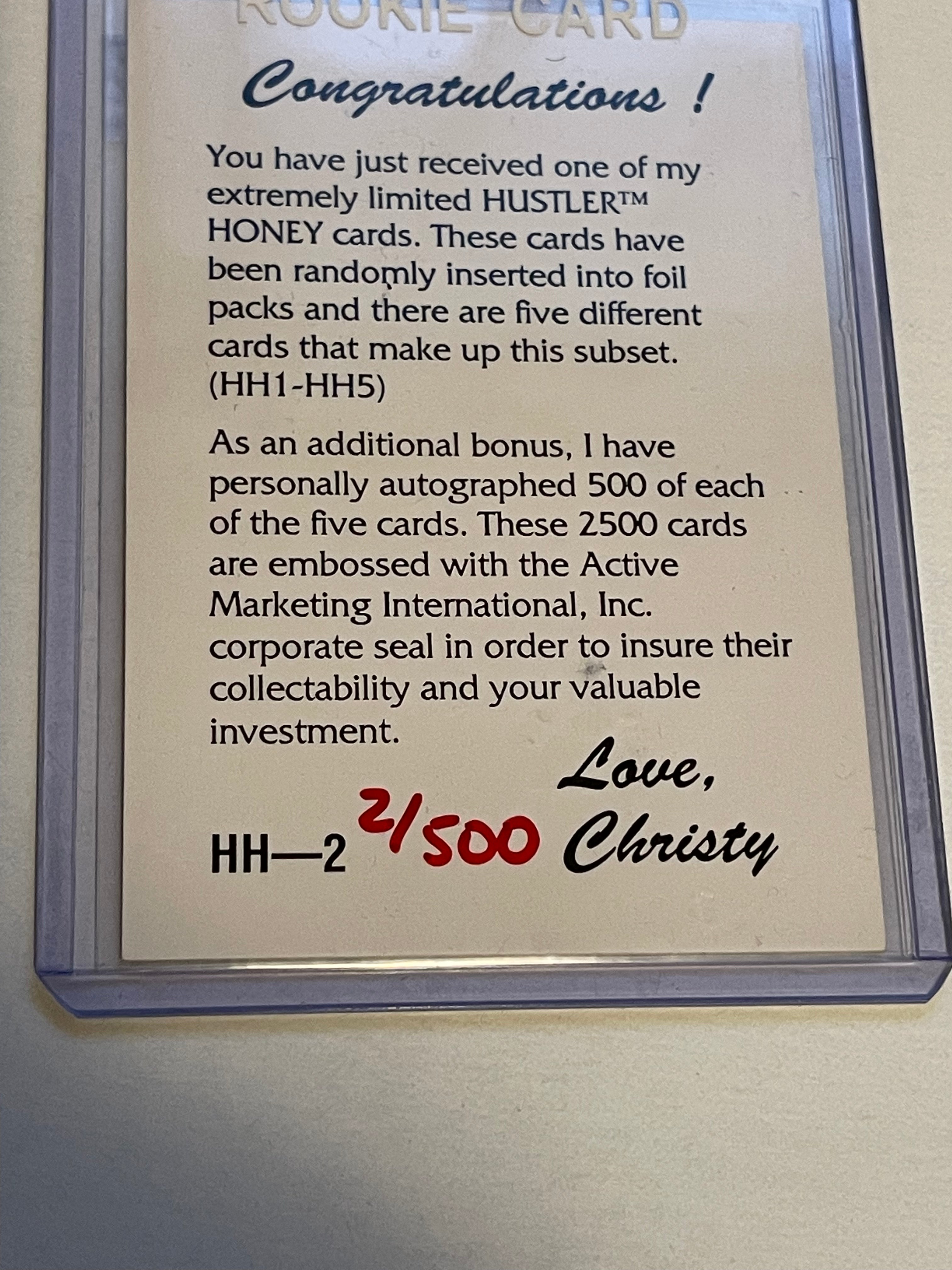 Christy Canyon Adult star rare Hustler autograph insert card 5/500
