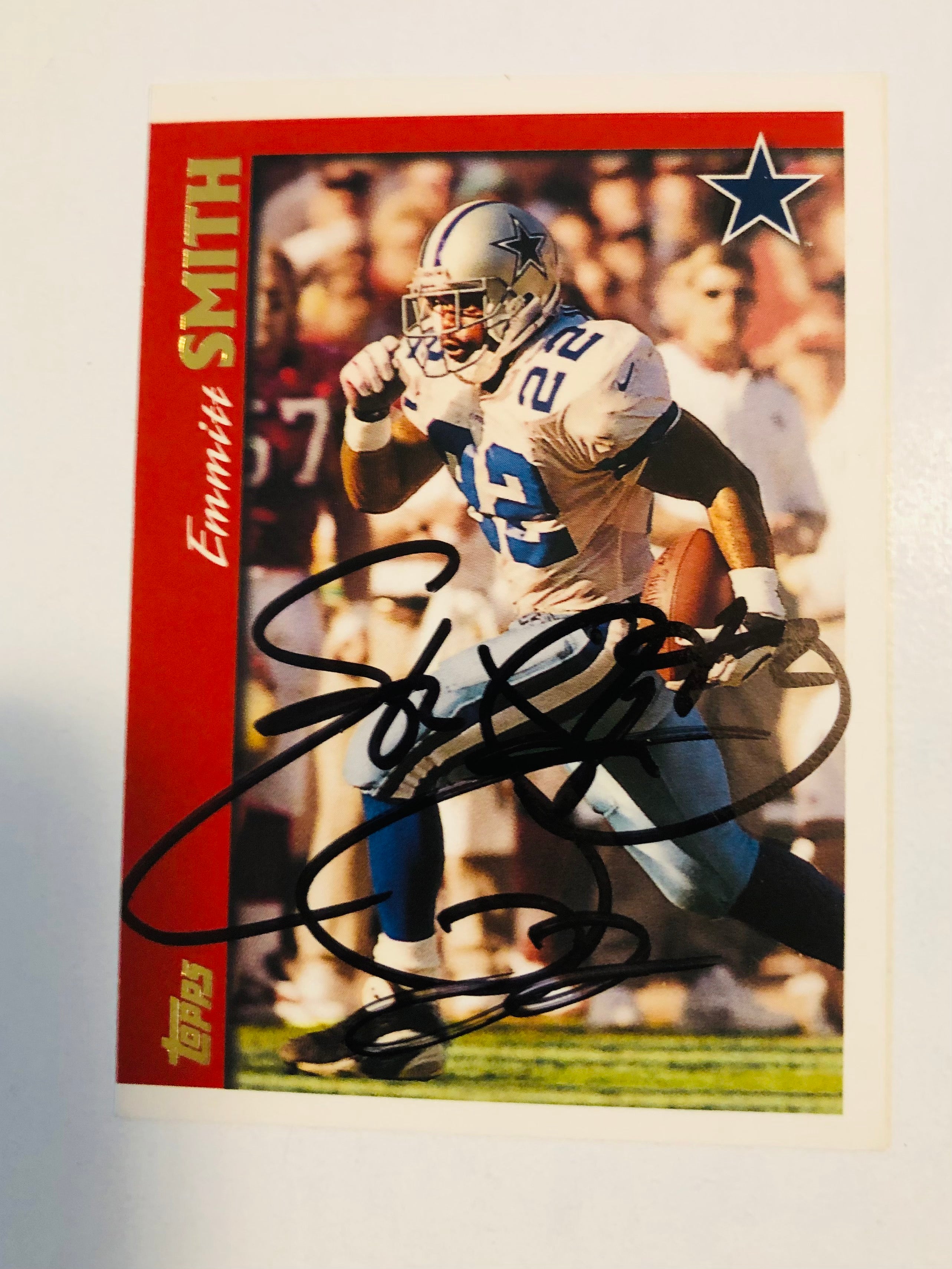 Emmitt Smith Dallas Cowboys football legend signed card with COA
