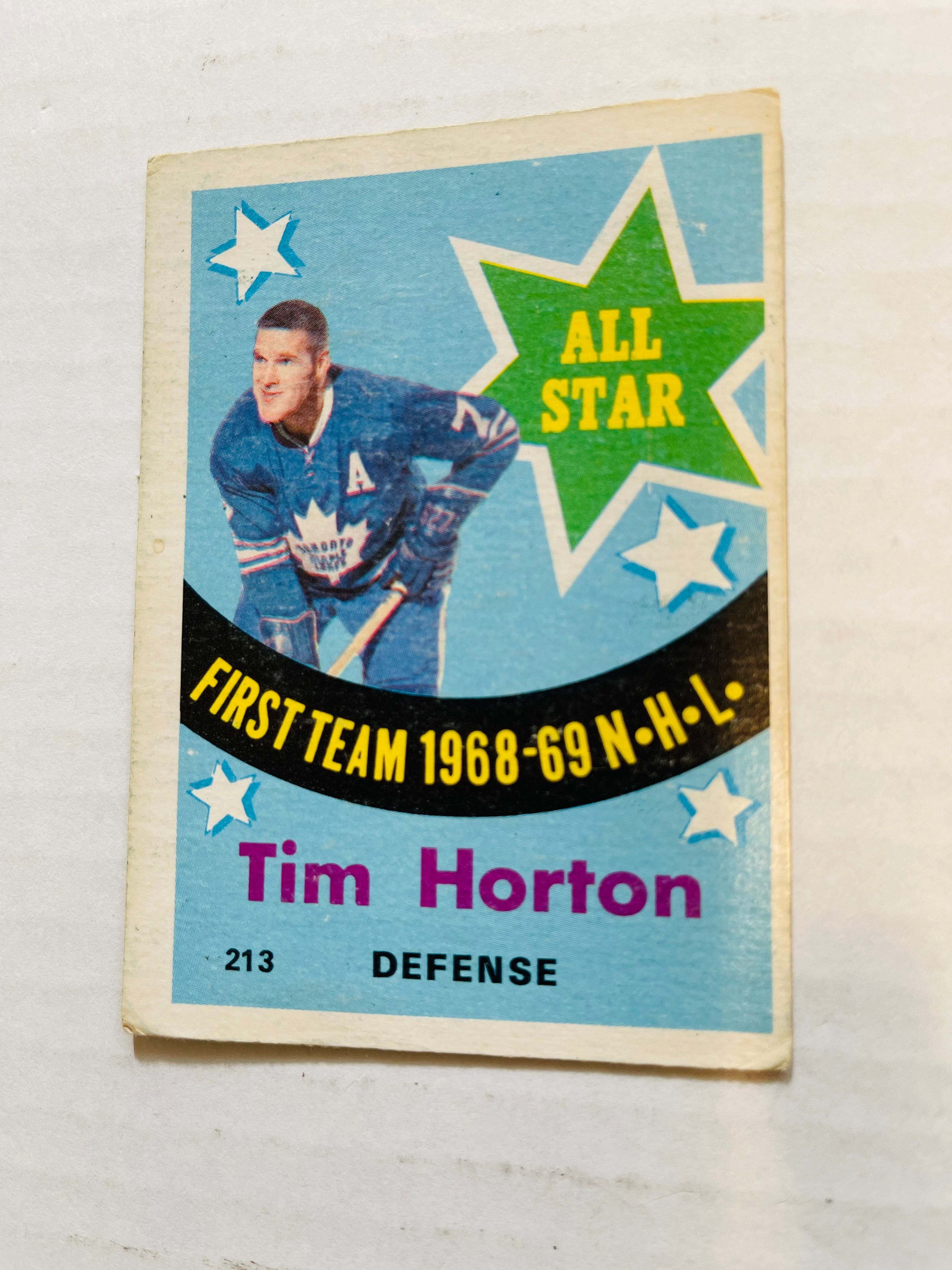 Tim Horton opc all star hockey card 1969
