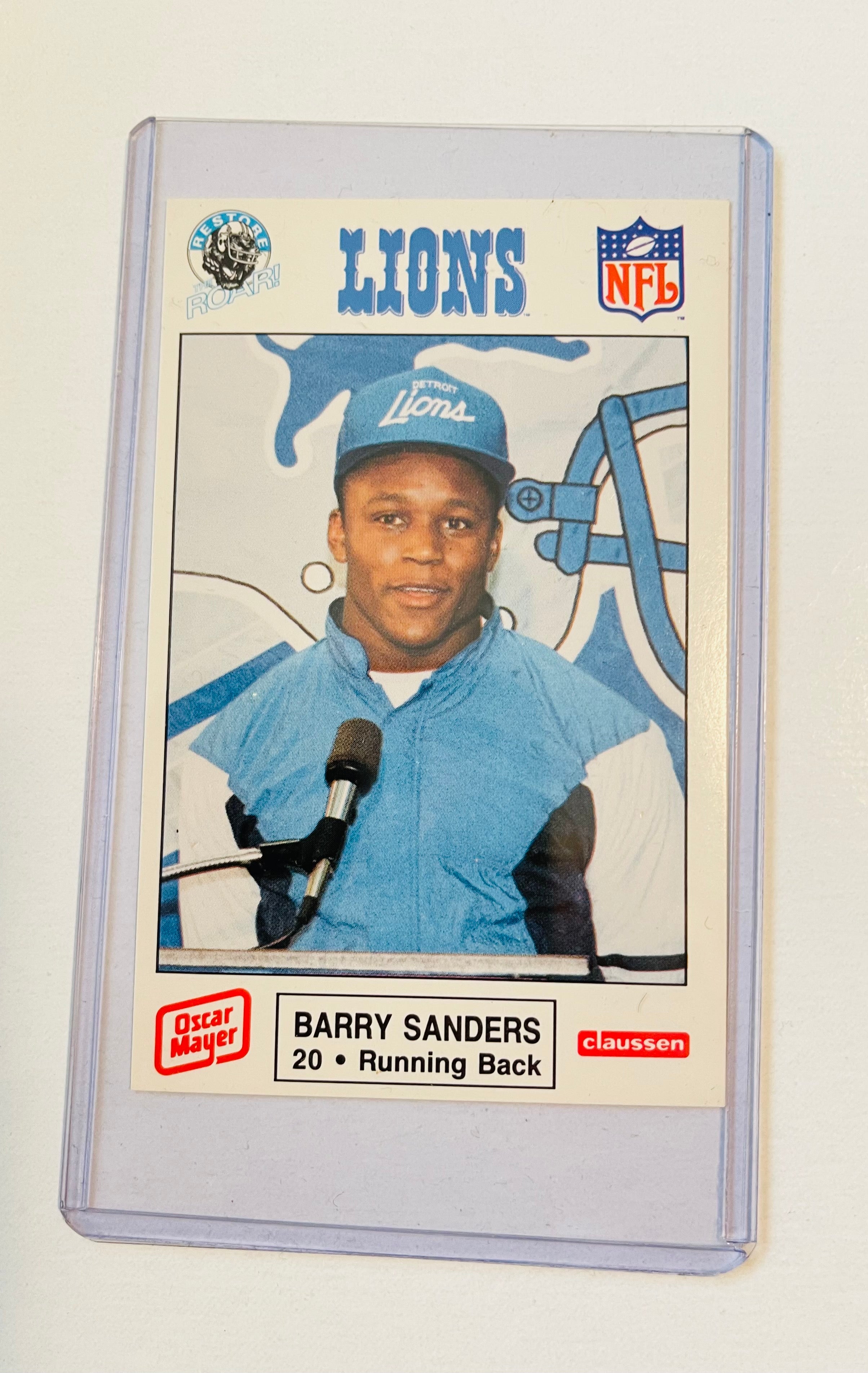 Barry Sanders Oscar Mayer rookie football police rare card 1989