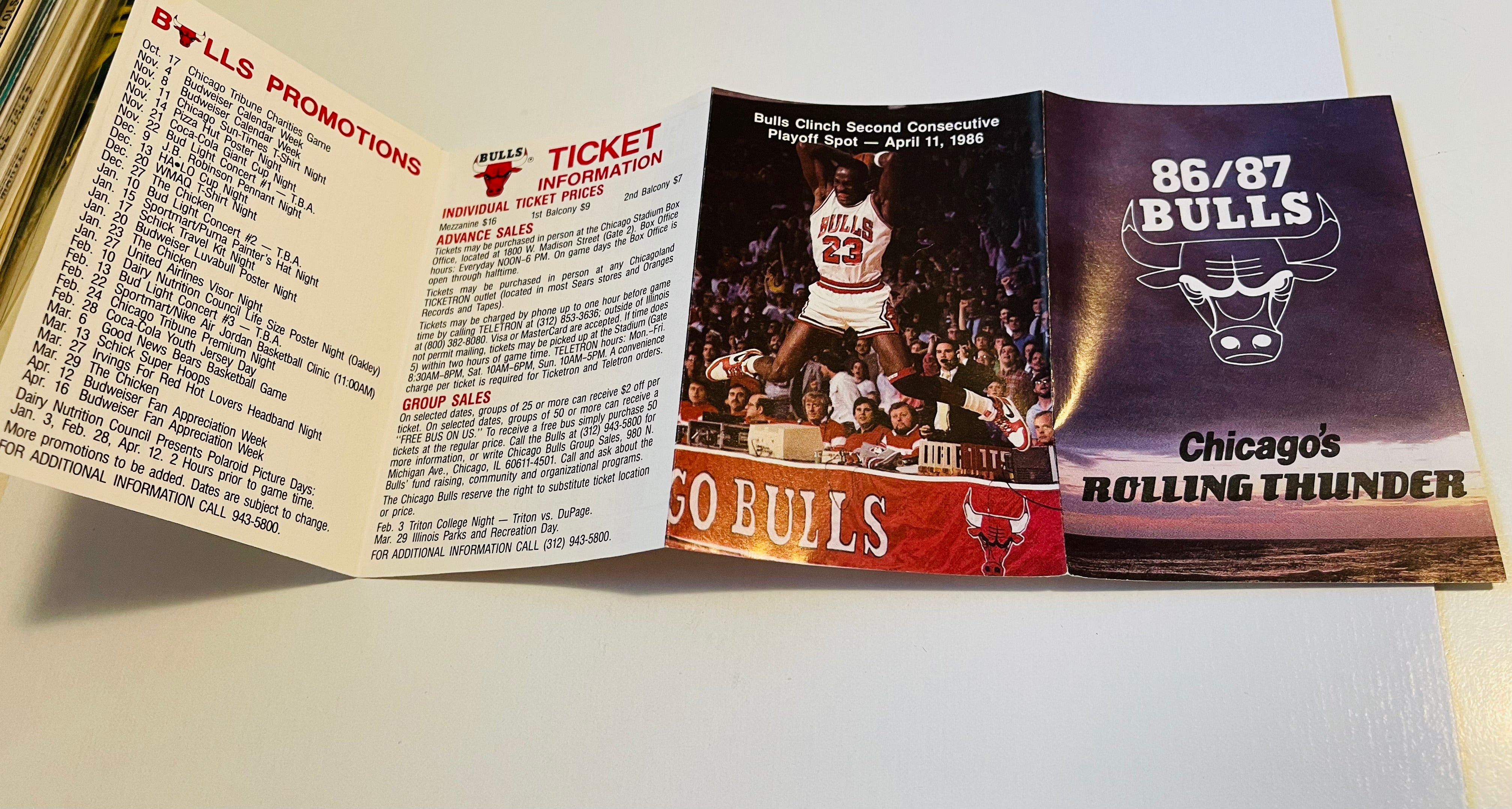 Michael Jordan Chicago Bulls rare basketball schedule 1986-87