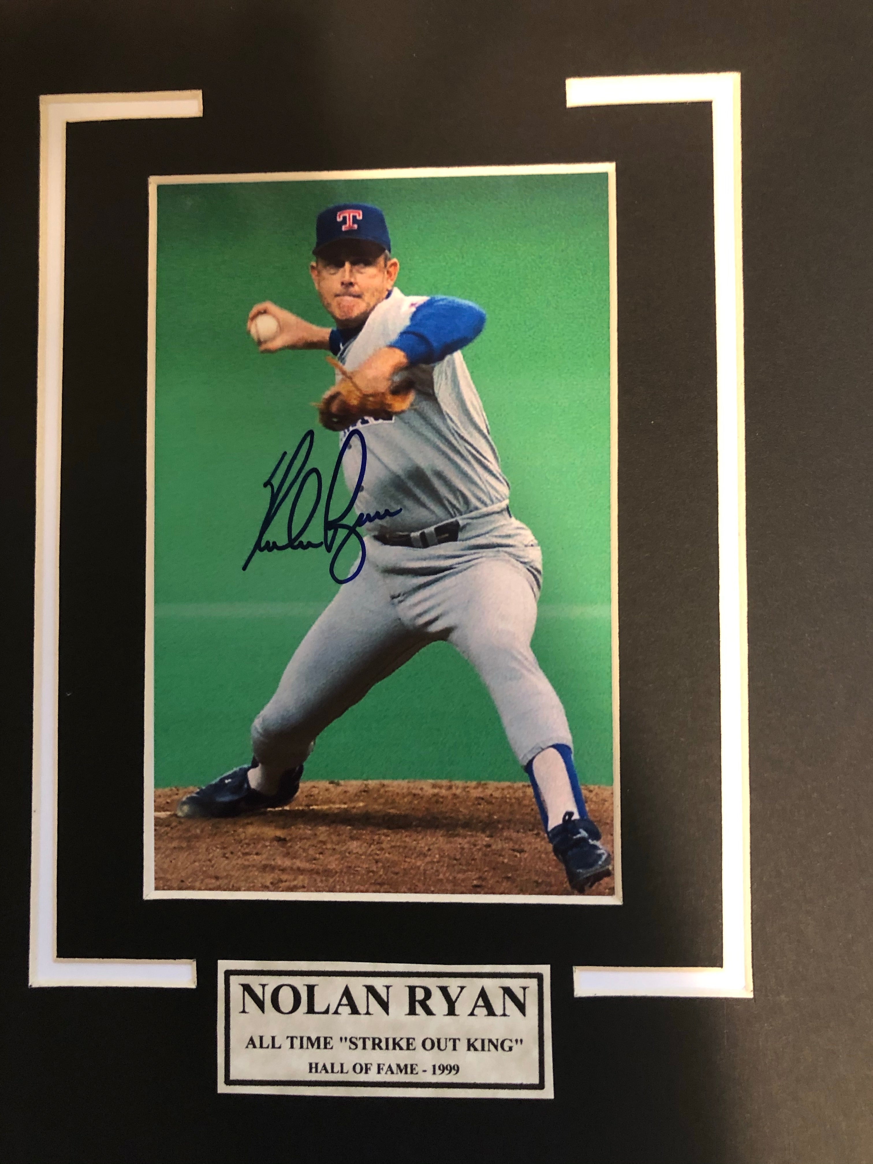 Nolan Ryan long shot signed matted photo with COA