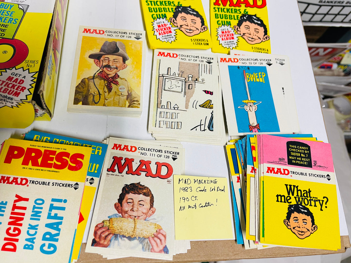 Mad Magazine 190 stickers and box with wrappers lot deal 1983