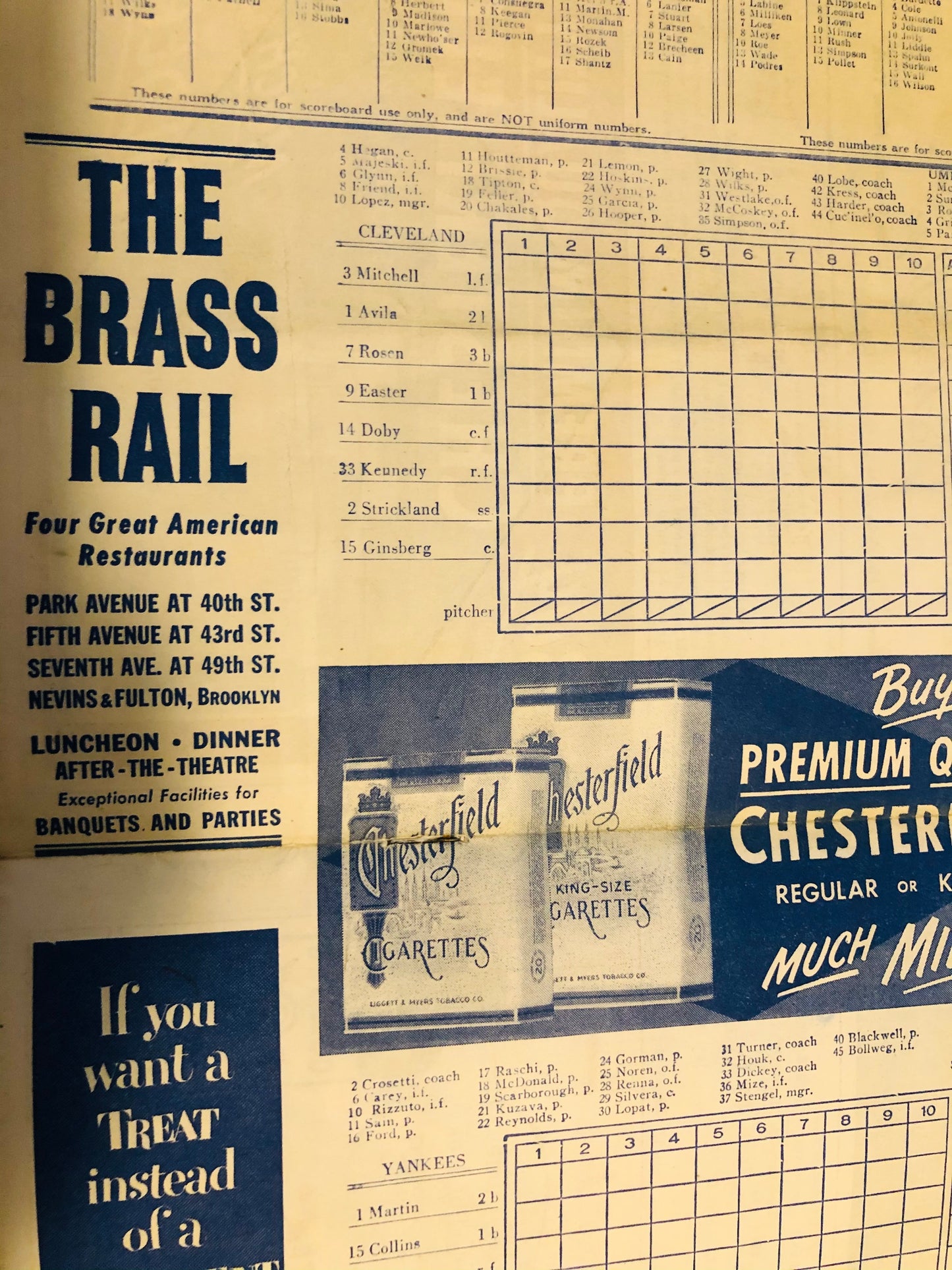 1953 Yankees baseball rare original program scorecard