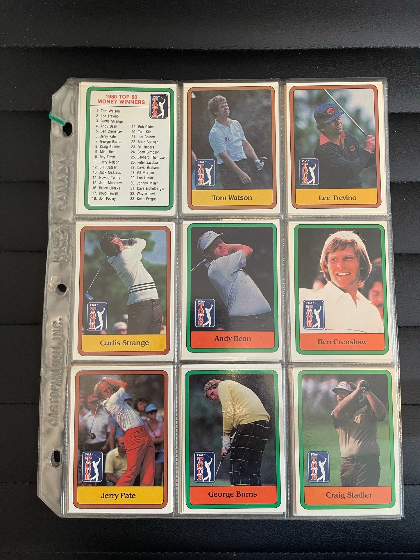 PGA Golf rare high grade first series complete cards set in pages 1981