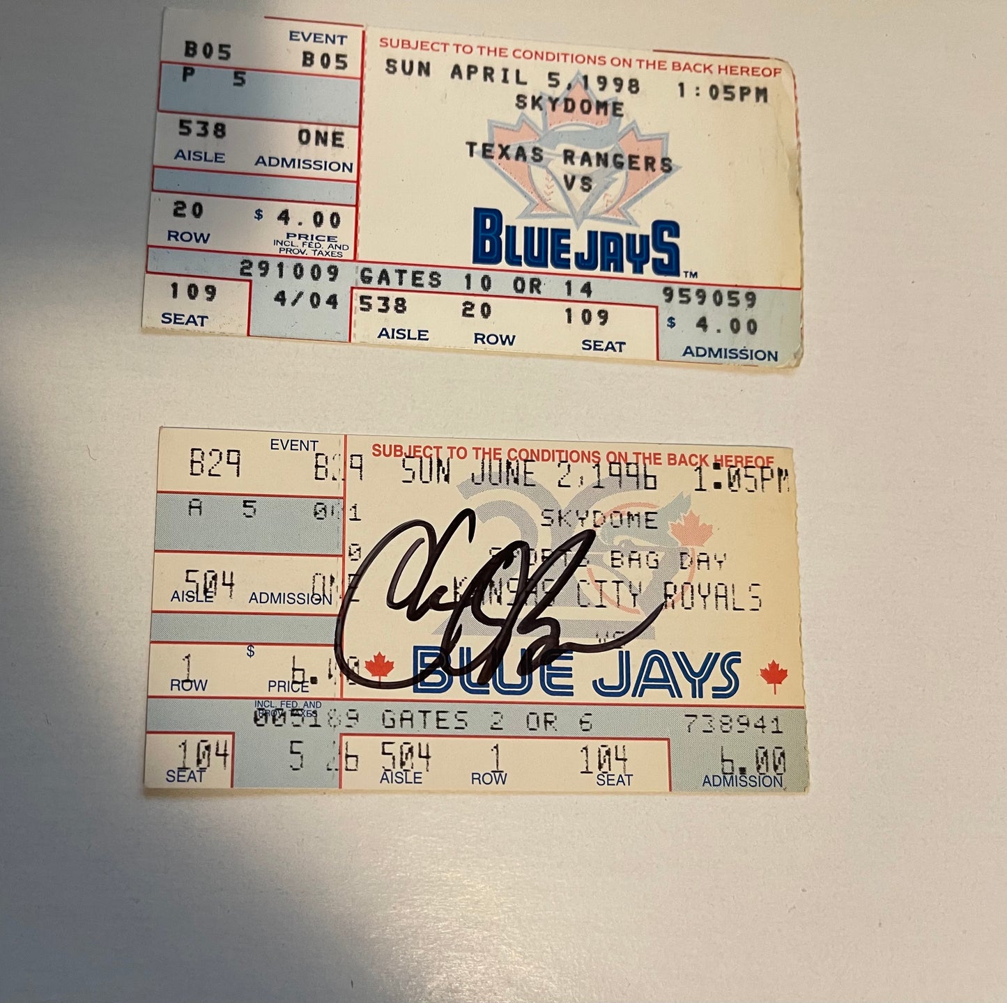 Toronto Blue Jays baseball Charlie O’Brien signed ticket with COA