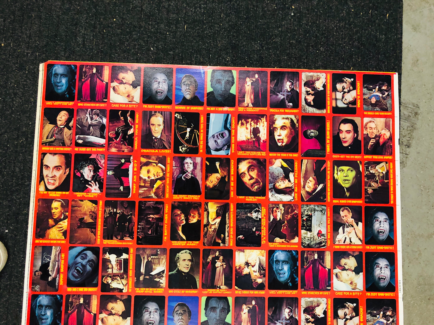 Hammer Horror Shocking Laffs rare uncut cards sheet 1976