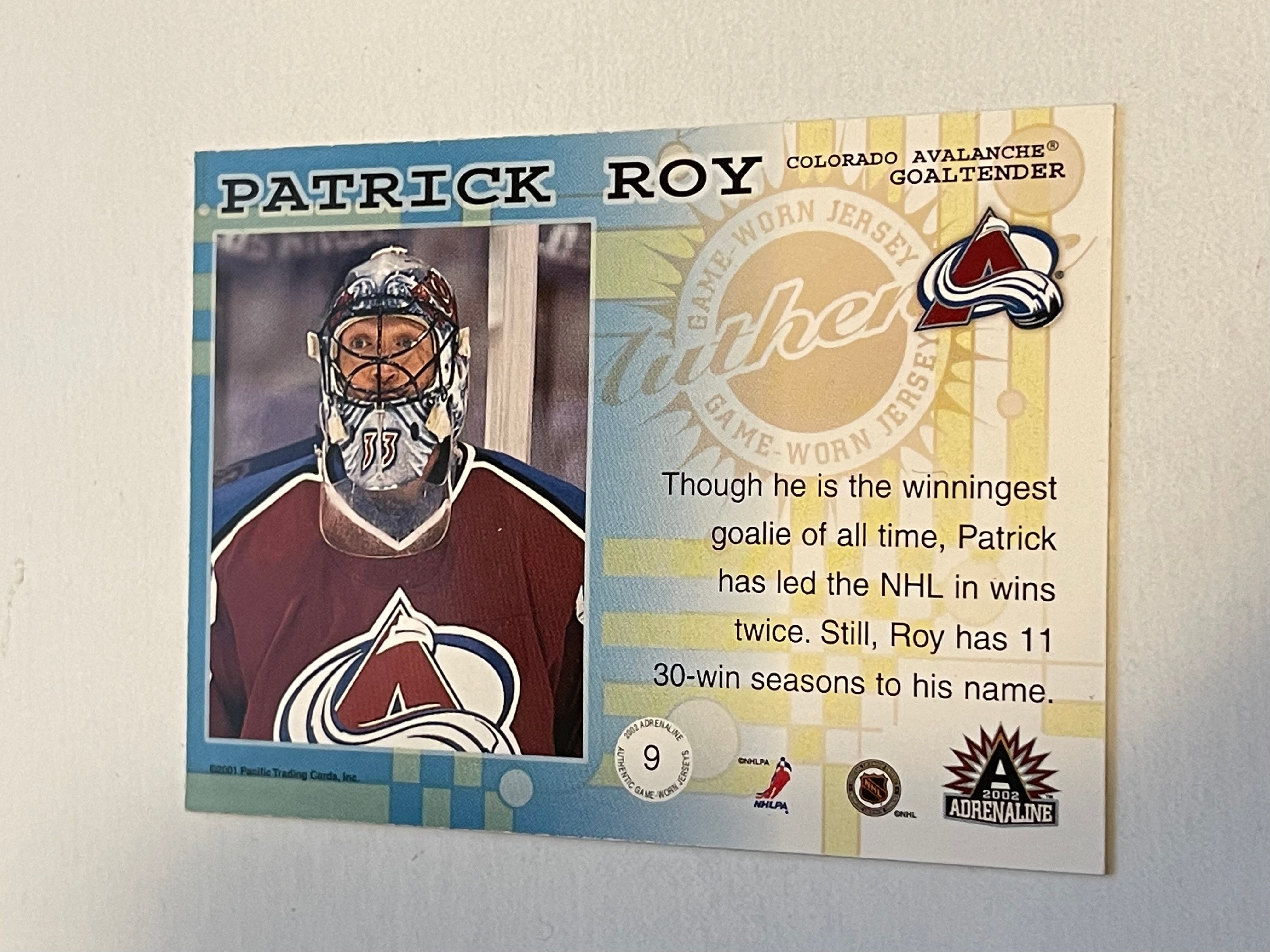 Patrick Roy Pacific hockey memorabilia insert card