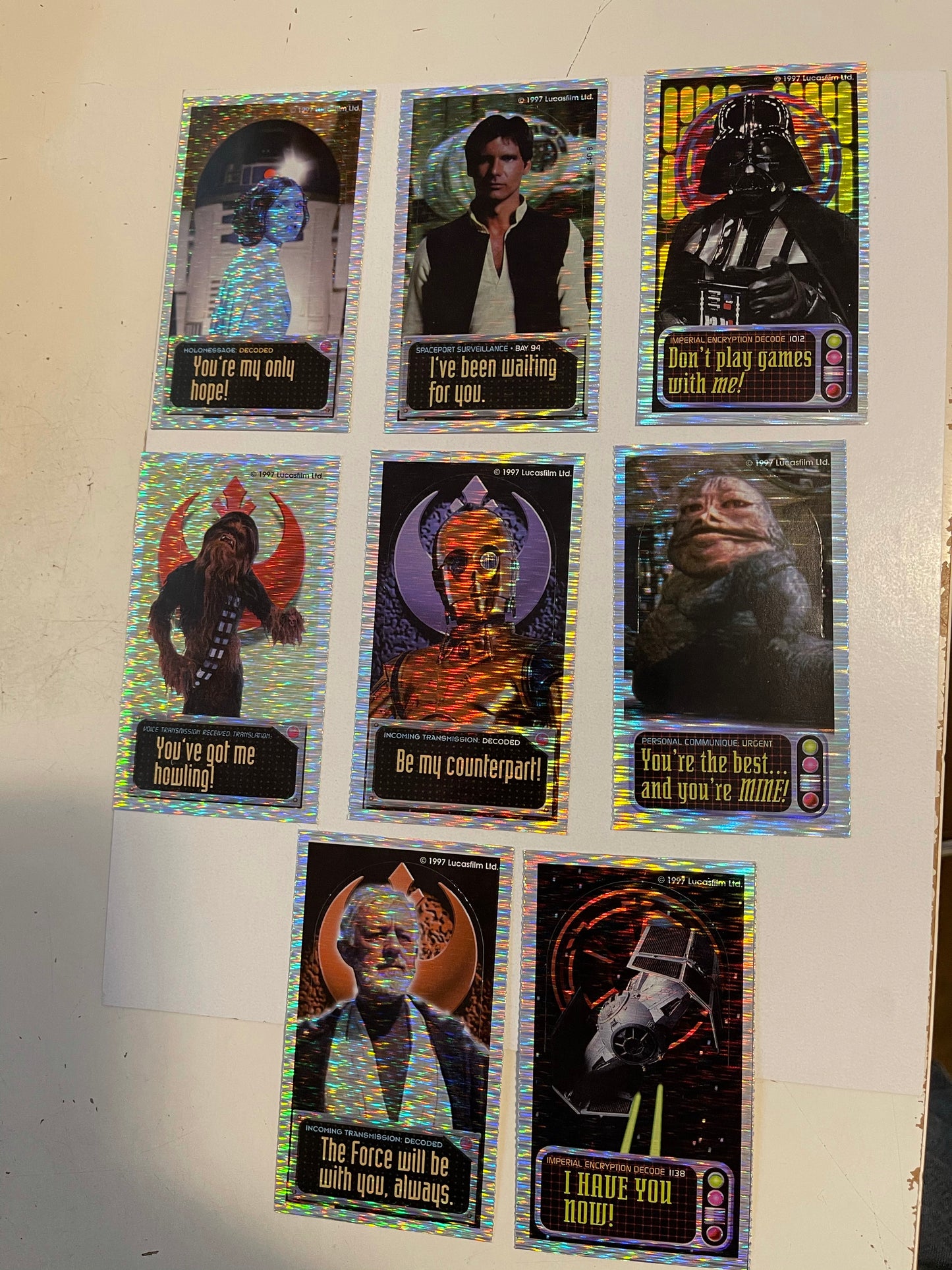 Star Wars foil limited issued valentines cards set 1996