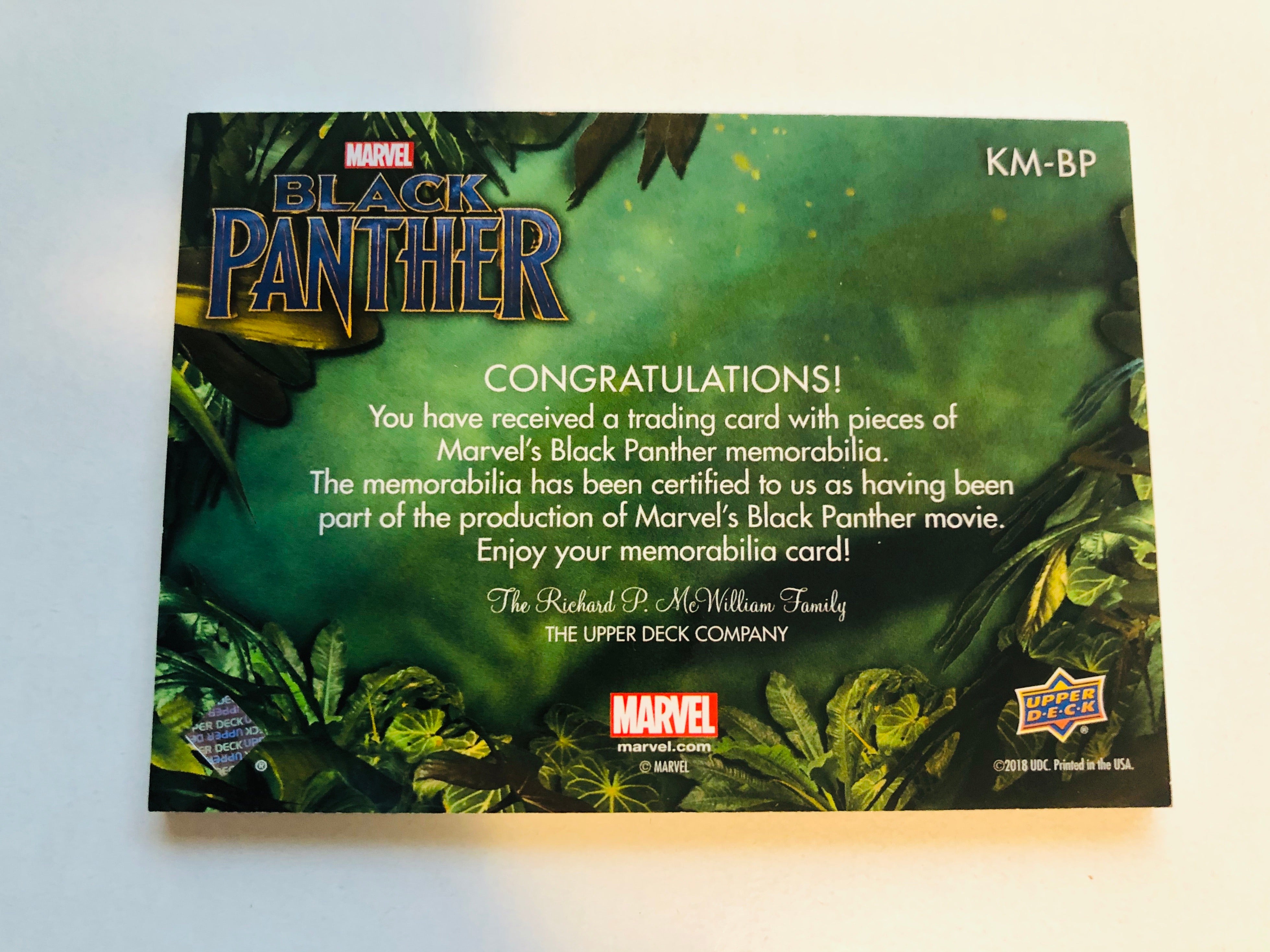 Black Panther movie rare double memorabilia insert card