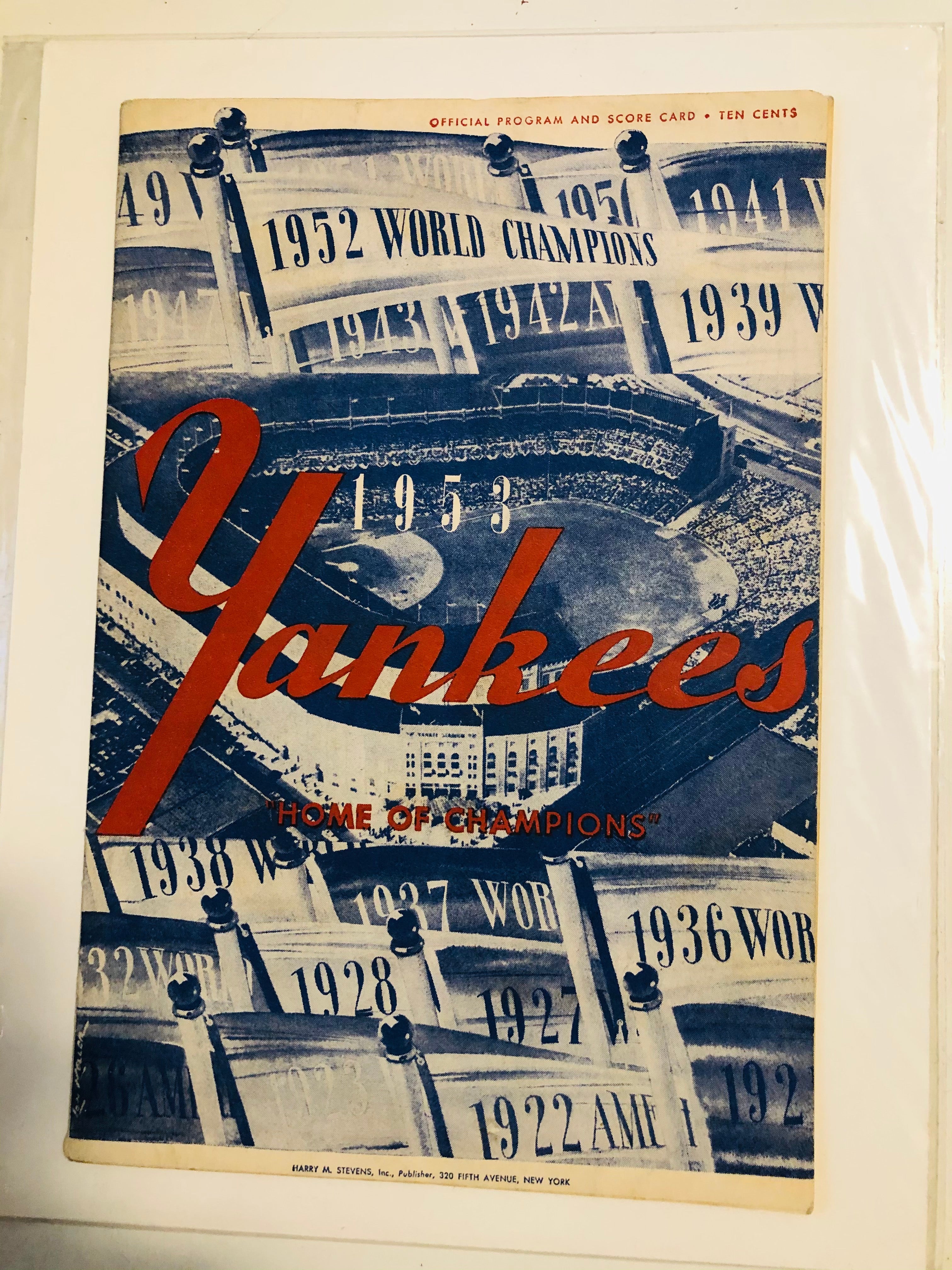 1953 Yankees baseball rare original program scorecard