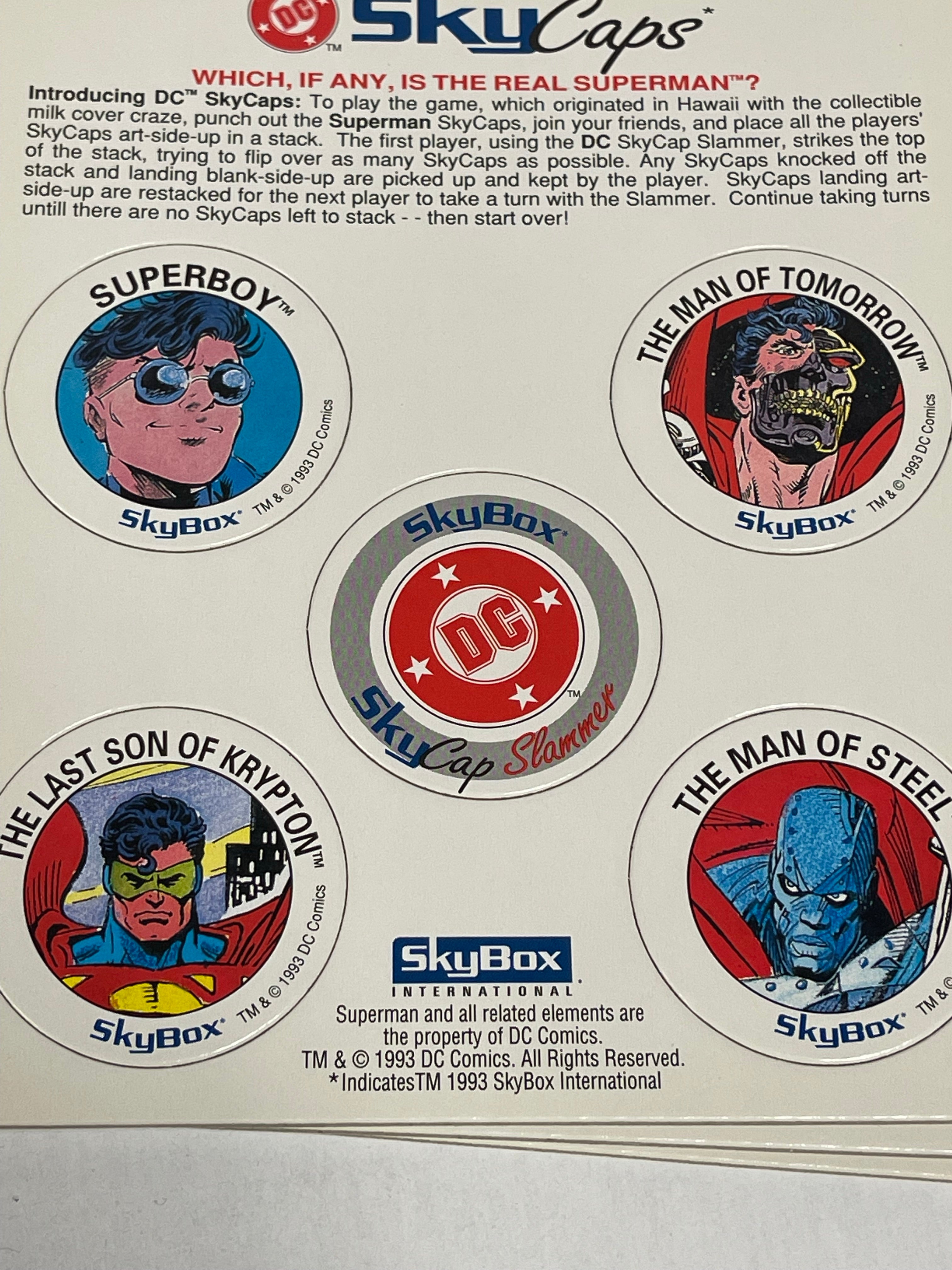 Superman comics 3 pog card boards 1993