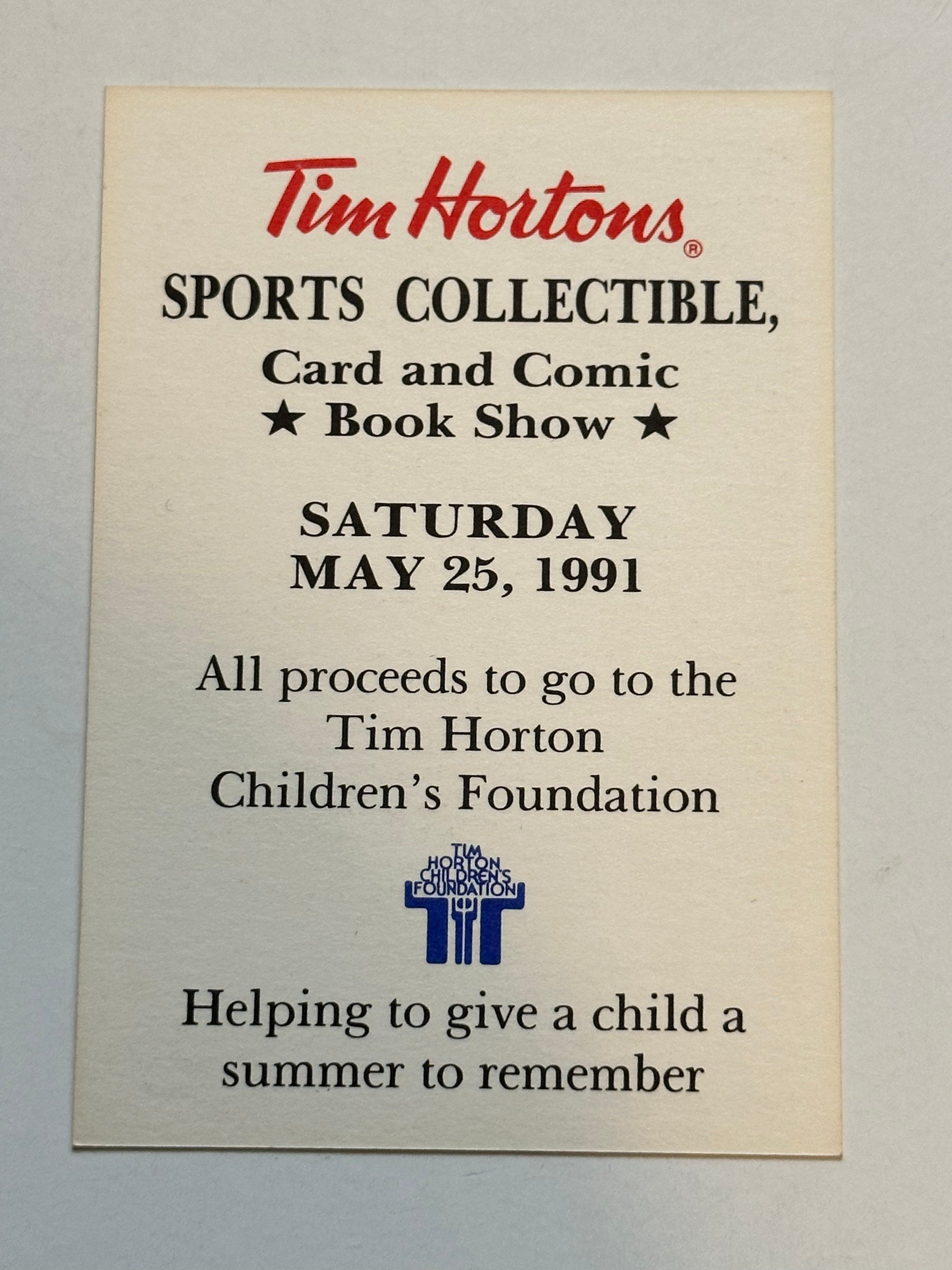 Tim Horton special limited issued card 1991