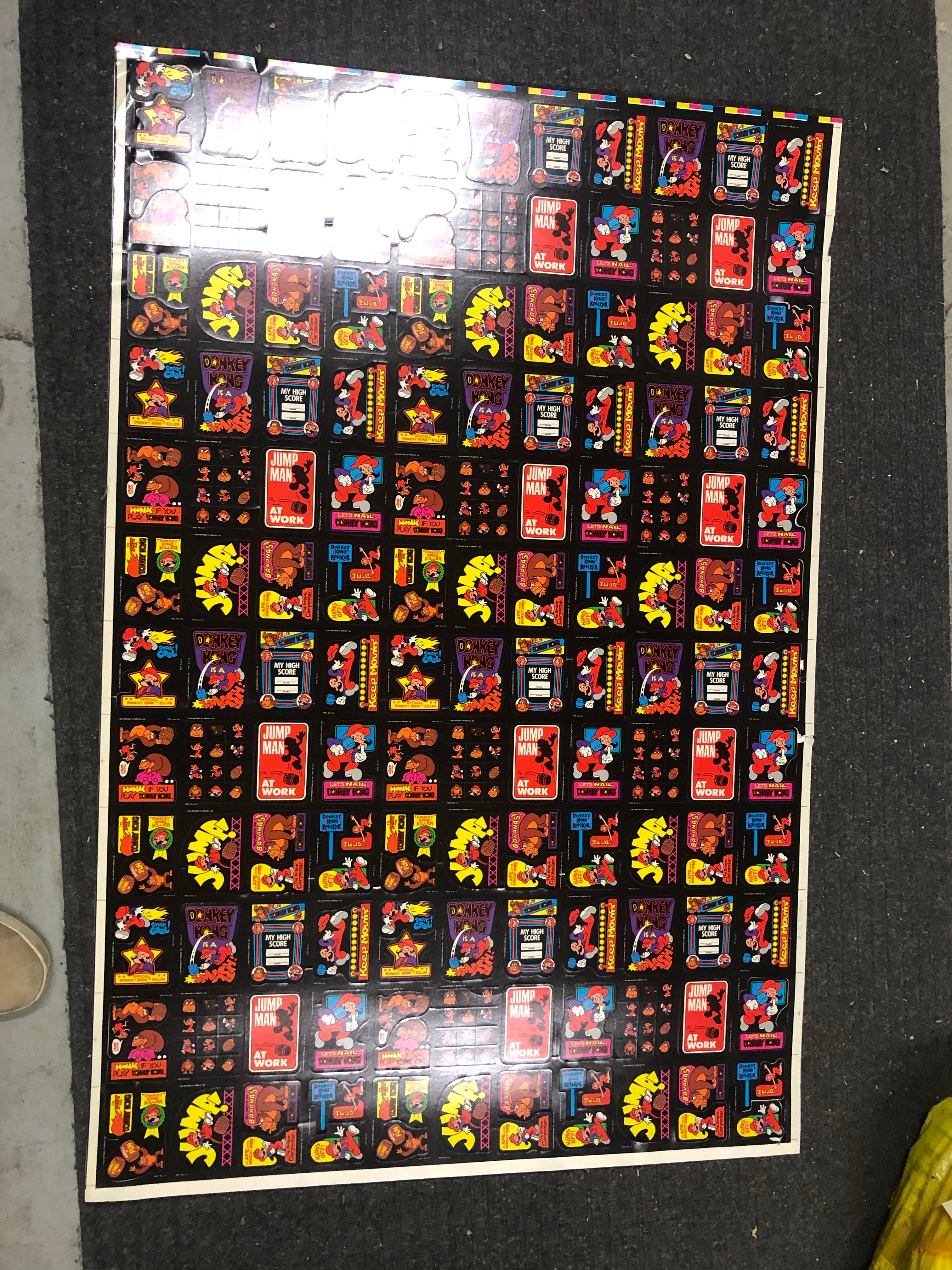 1981 Donkey Kong game stickers rare uncut sheet