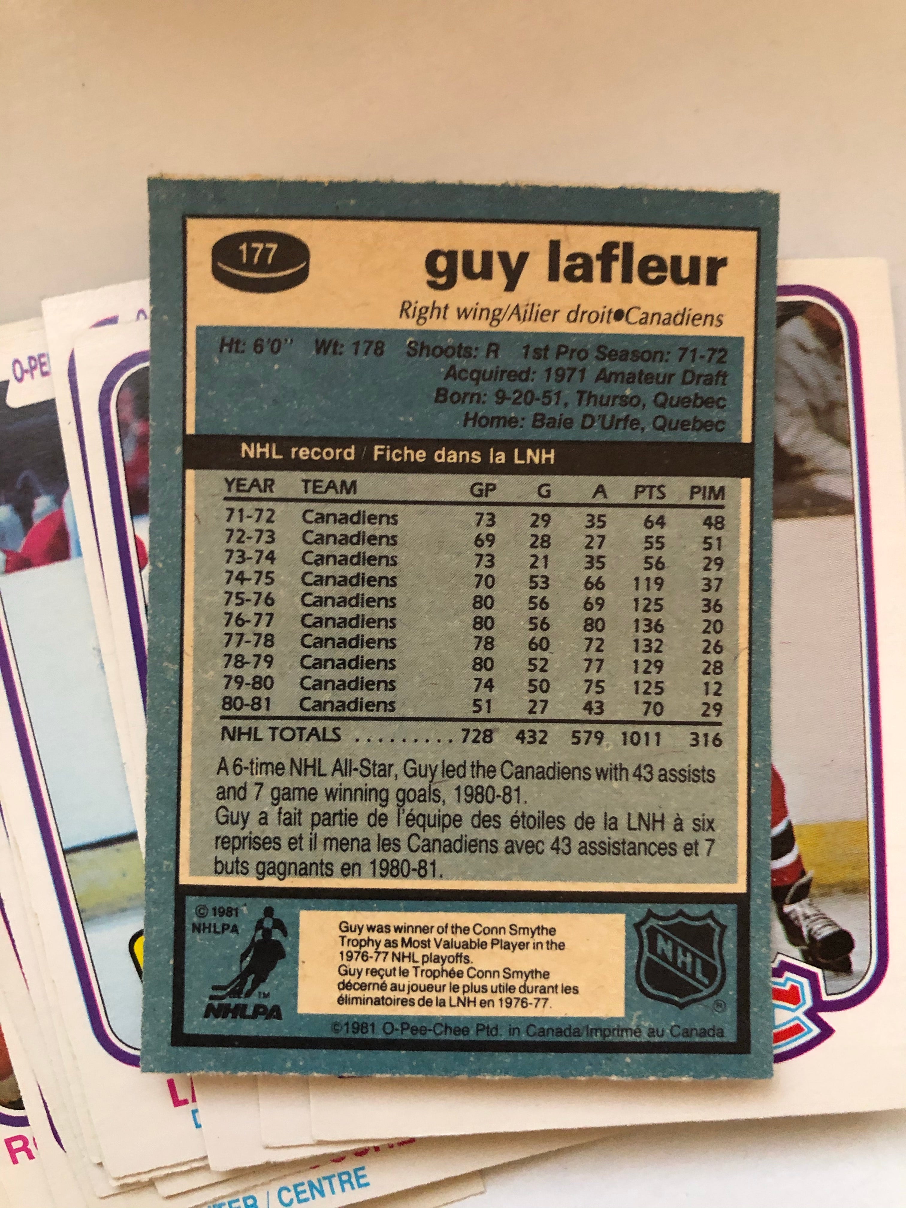 Montreal Canadiens hockey cards opc team set 1981