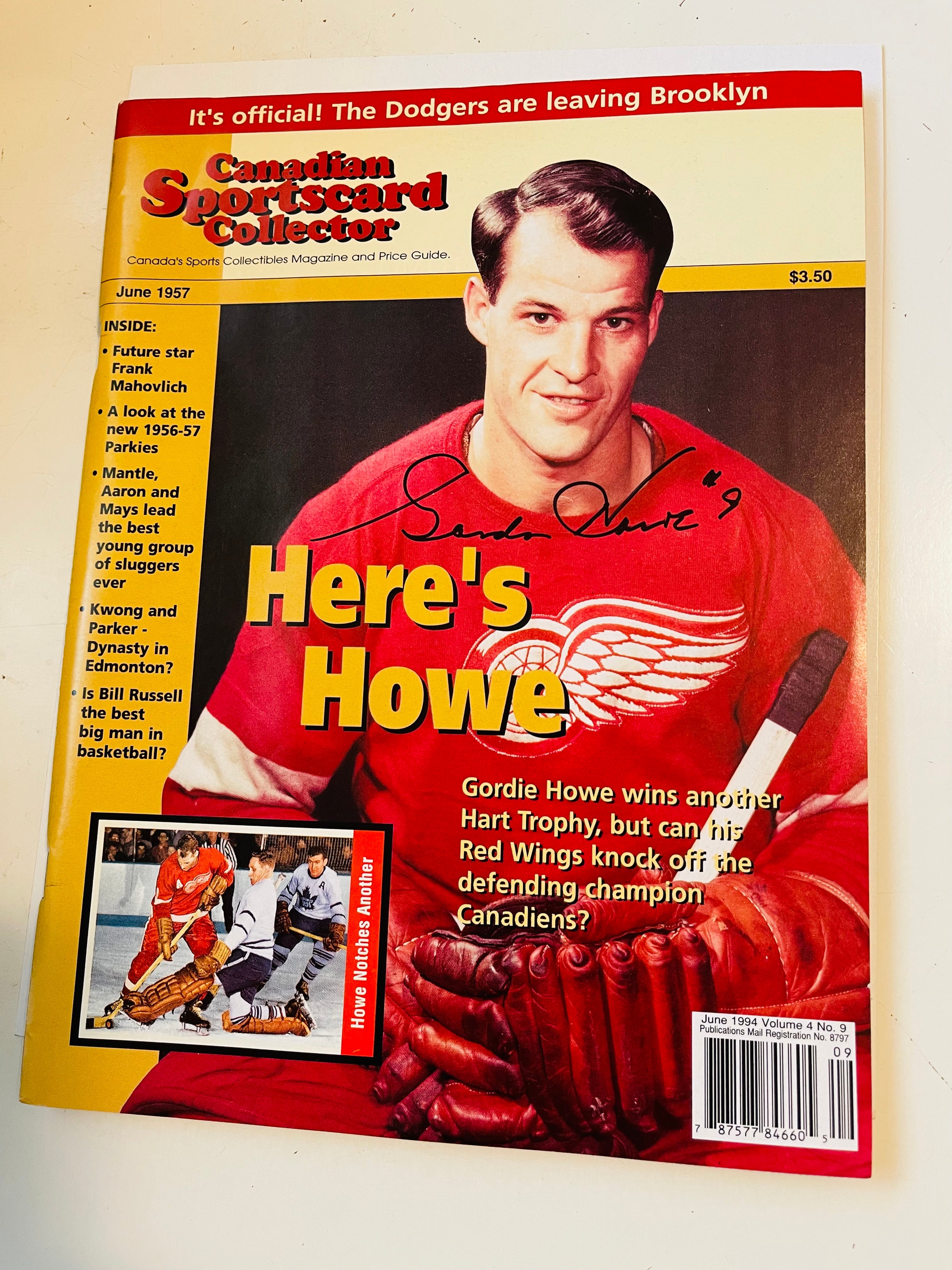 Gordie Howe hockey legend autograph magazine with COA