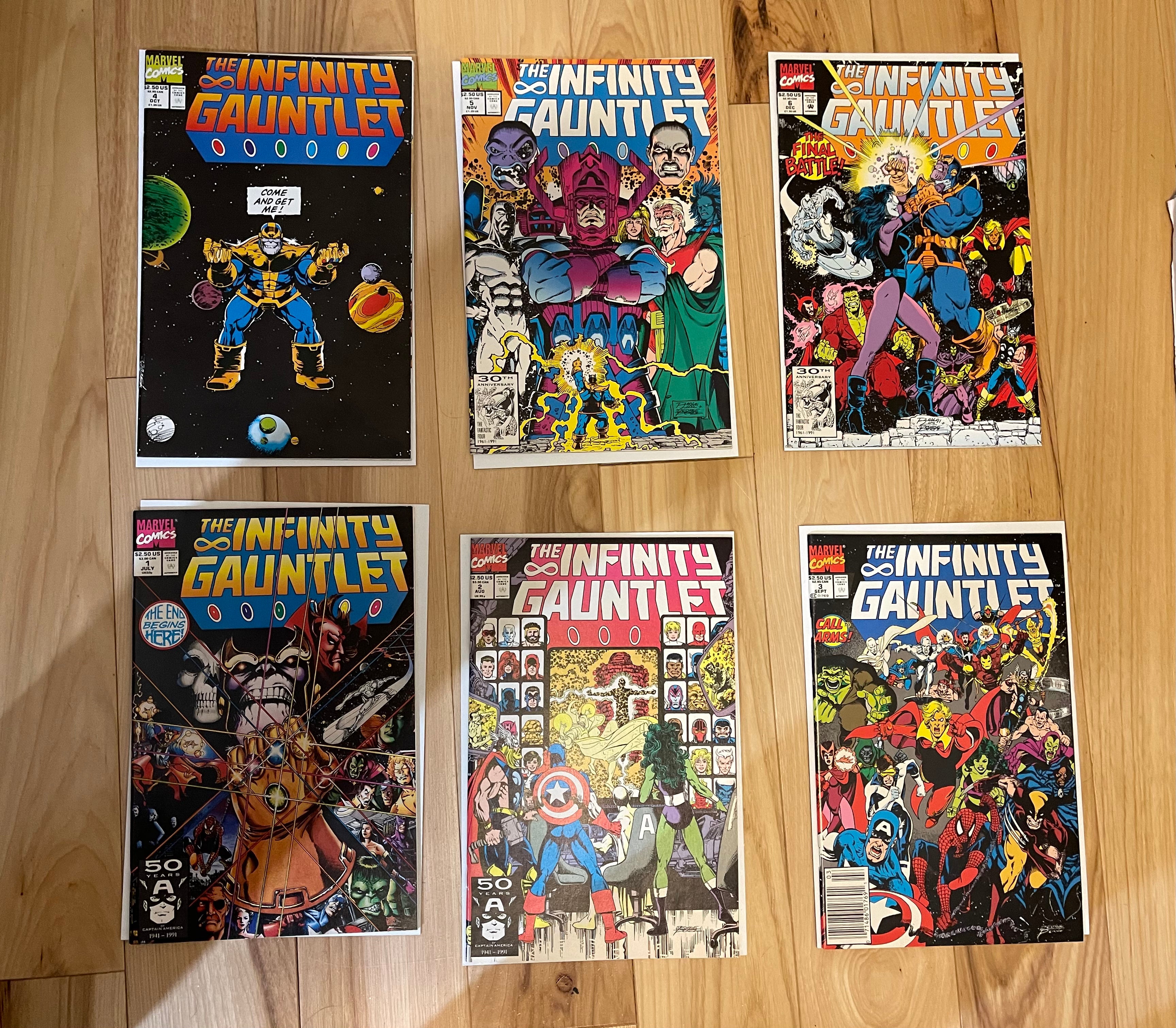 The Infinity Gauntlet comics high grade set 1-6