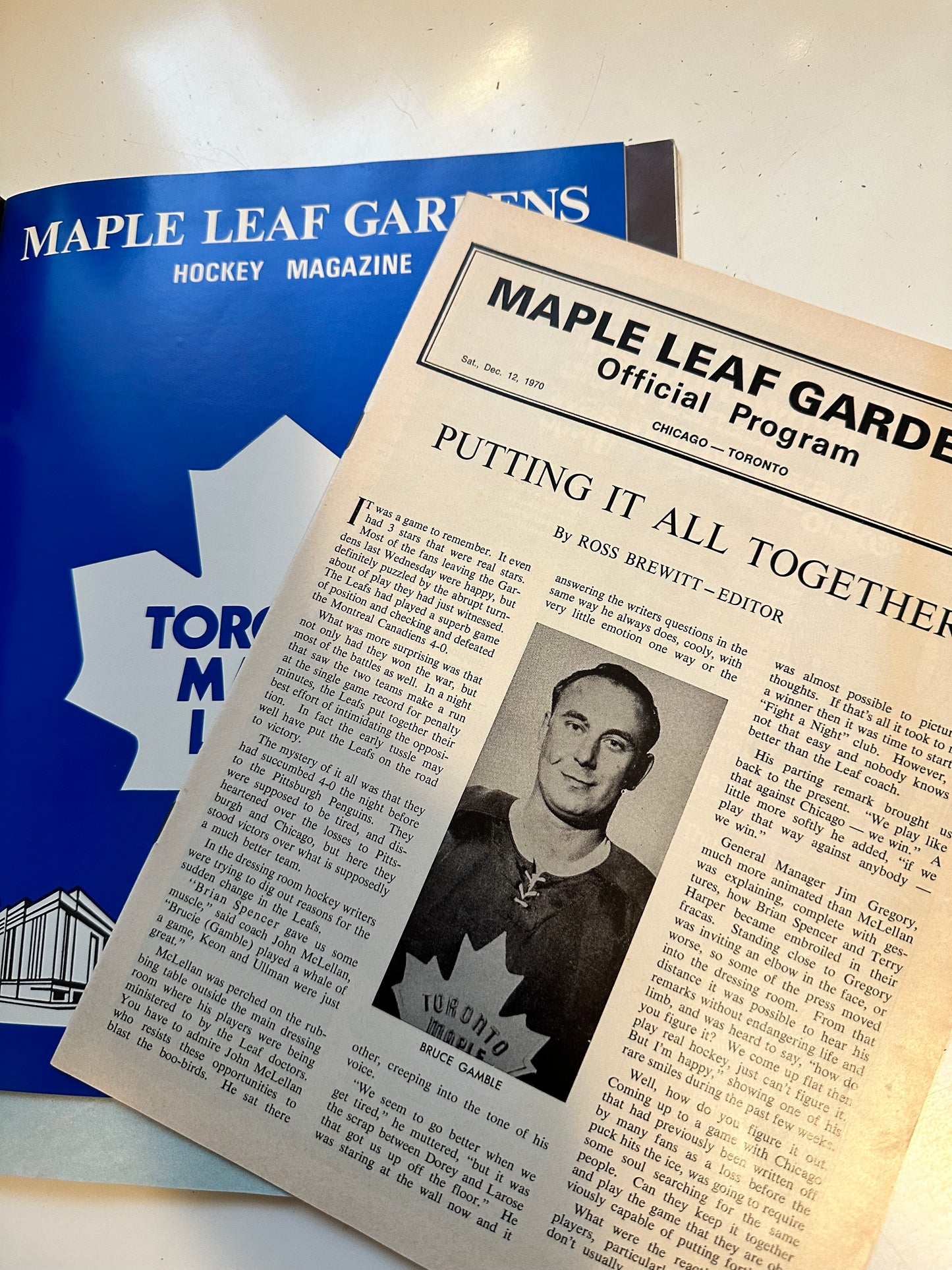 Toronto Maple Leafs original hockey game program Vs Chicago Oct.1970