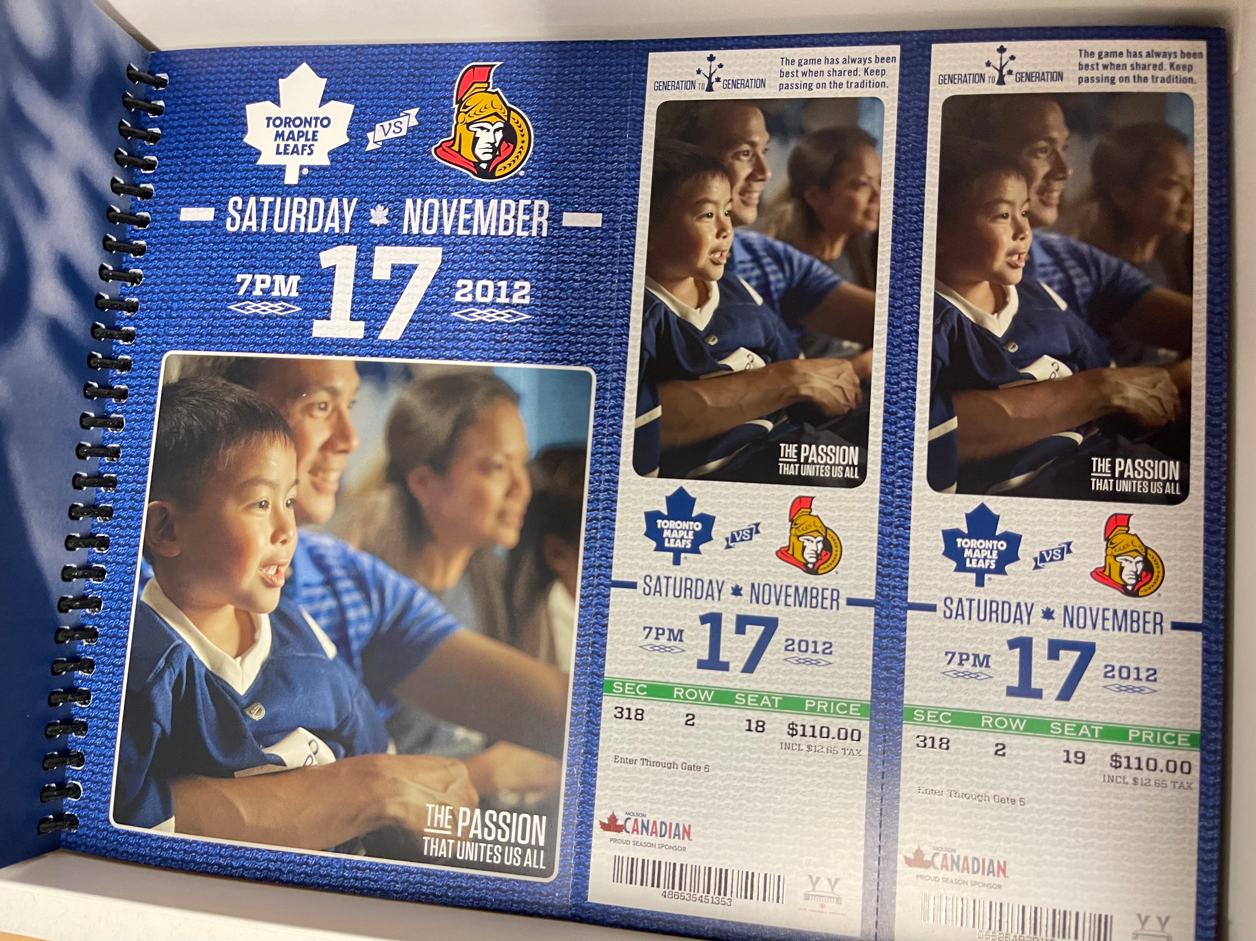 Toronto Maple Leafs hockey rare full season tickets book 2012-2013