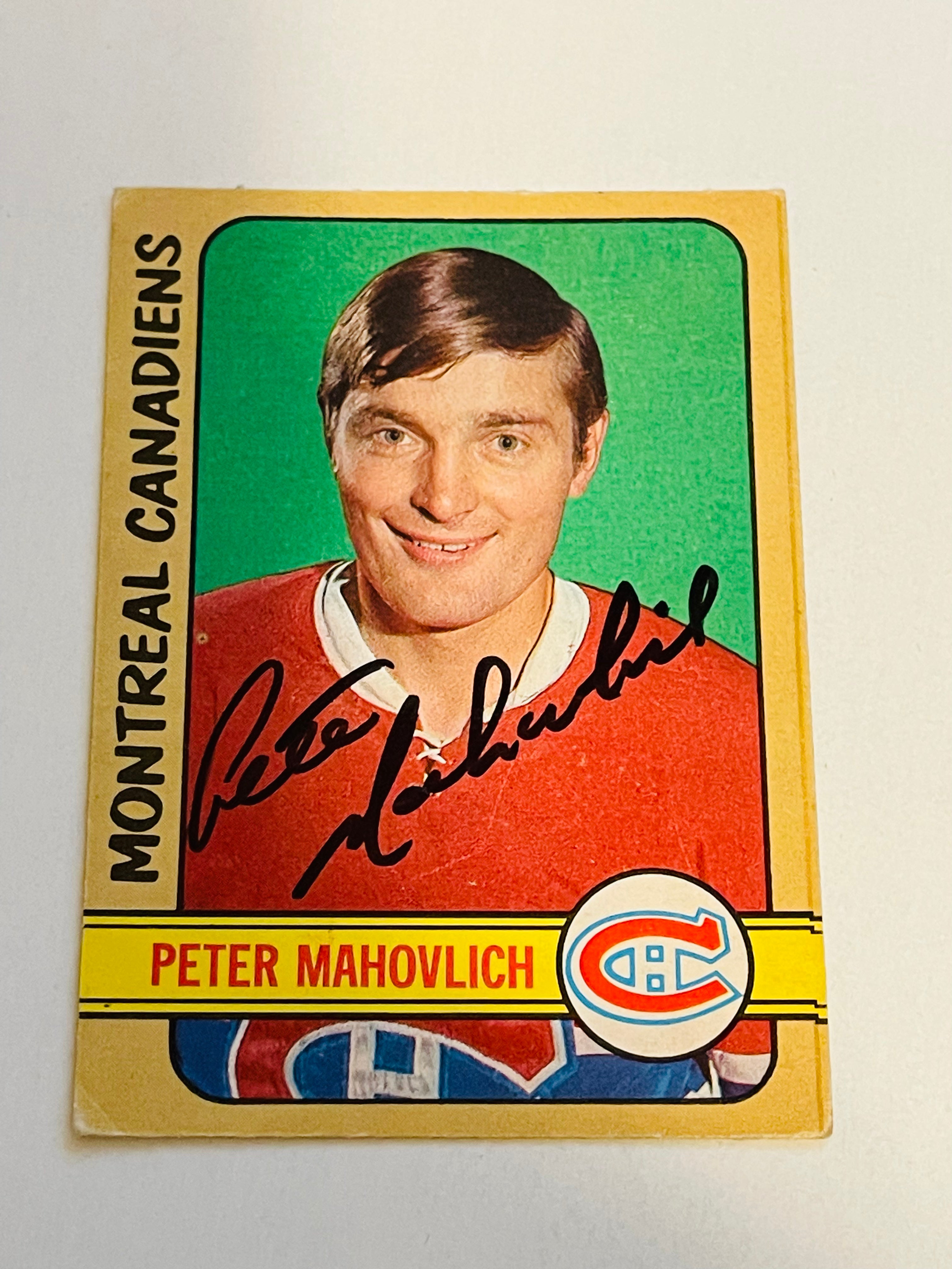 Pete Mahovlich autographed Montreal Canadiens hockey card with COA