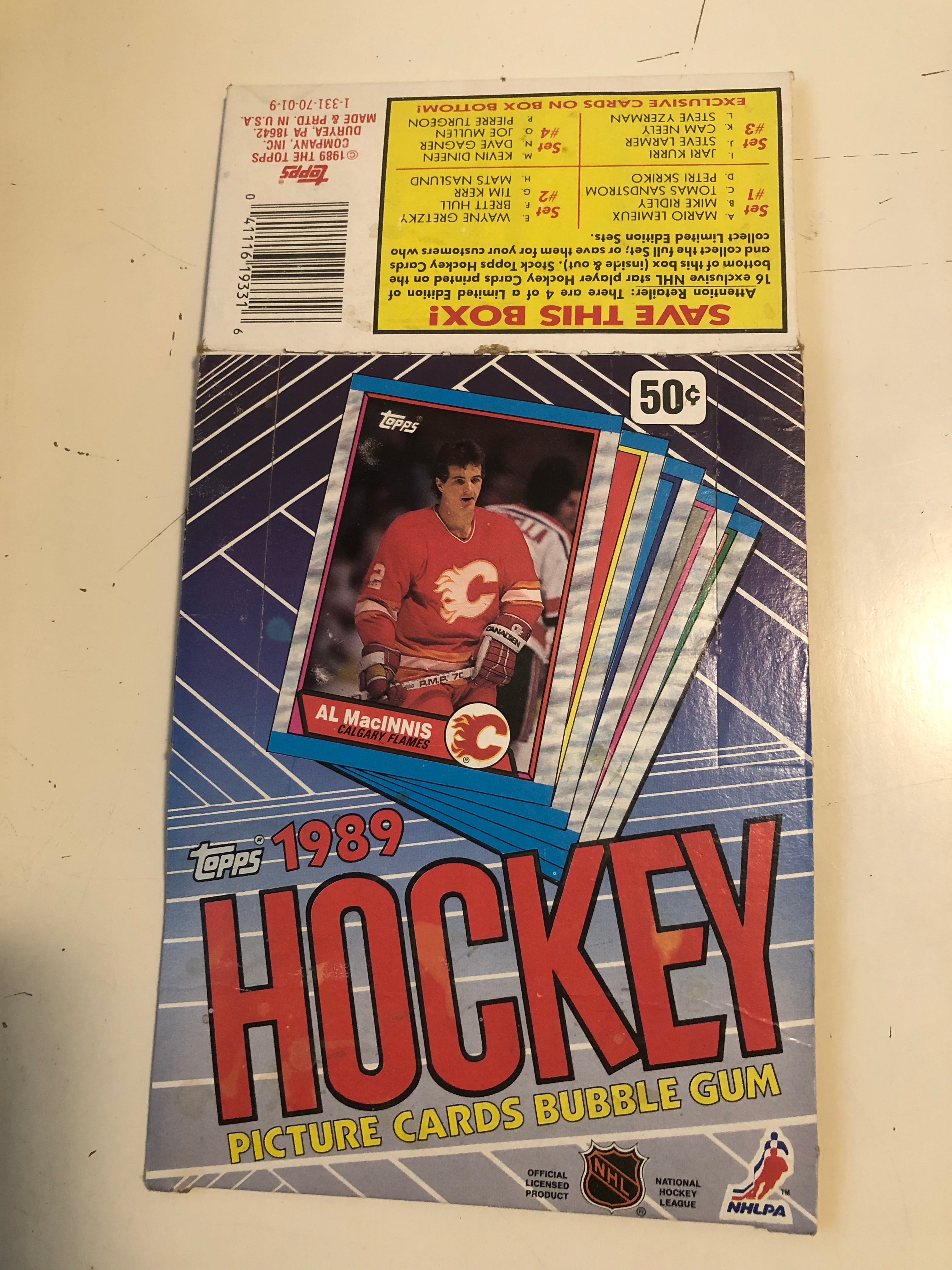 1989 Topps Wayne Gretzky box bottom hockey card