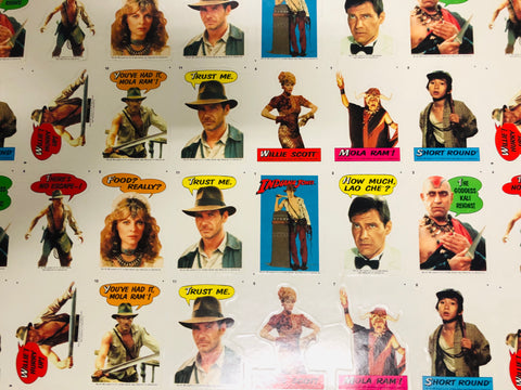 1984 Topps Indiana Jones and the Temple of Doom movie stickers uncut sheet